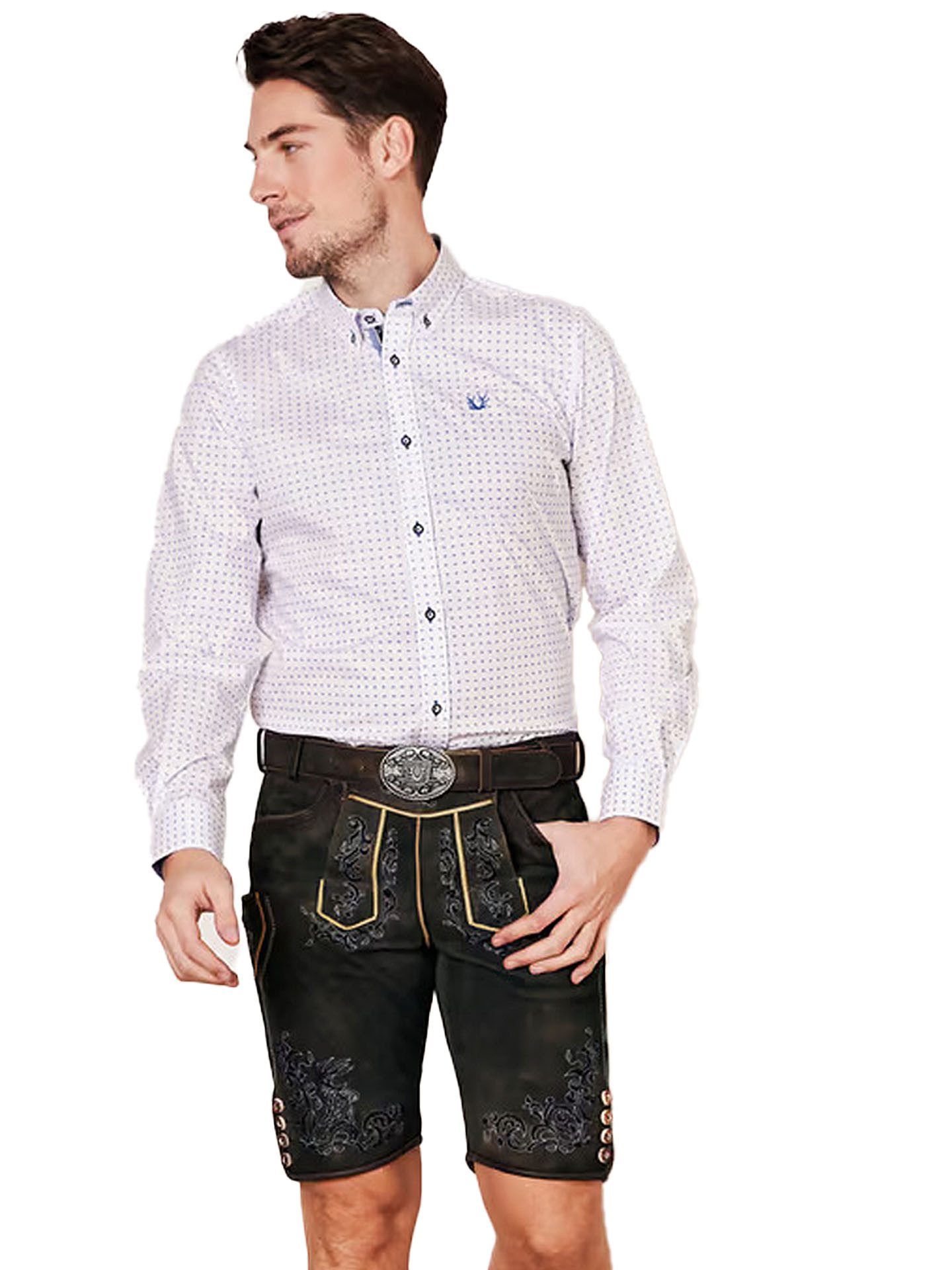 Moschen-Bayern Trachtenhemd Trachtenhemd SLIM FIT Herren Wiesn-Hemd Herrenhemd Langarm Weiß-Blau