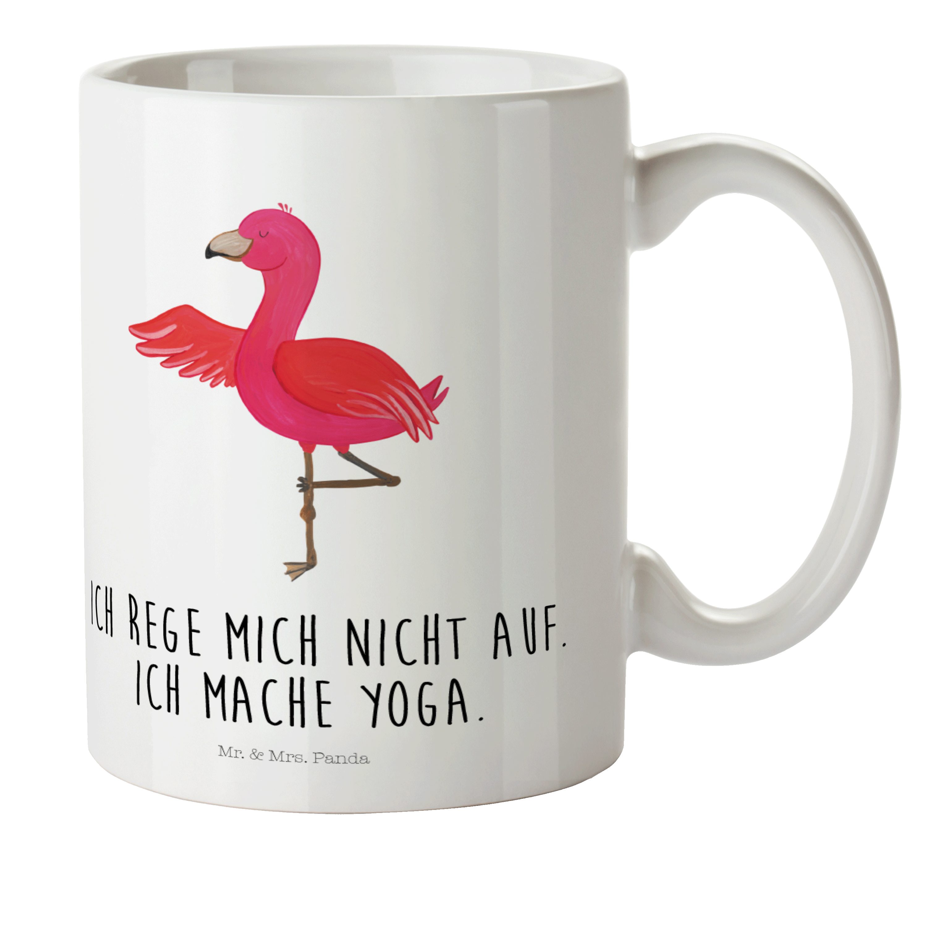 Mrs. Yoga Yogapose, Mr. Namaste, Weiß Kindergarten, Flamingo - & - Geschenk, Kunststoff Panda Tri, Kinderbecher
