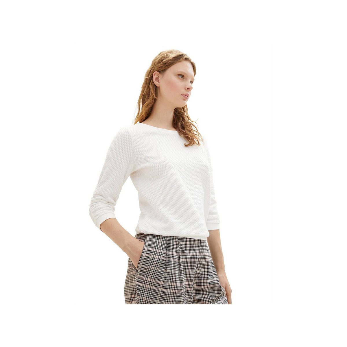 TOM TAILOR Sweatshirt uni (1-tlg) textil passform off white