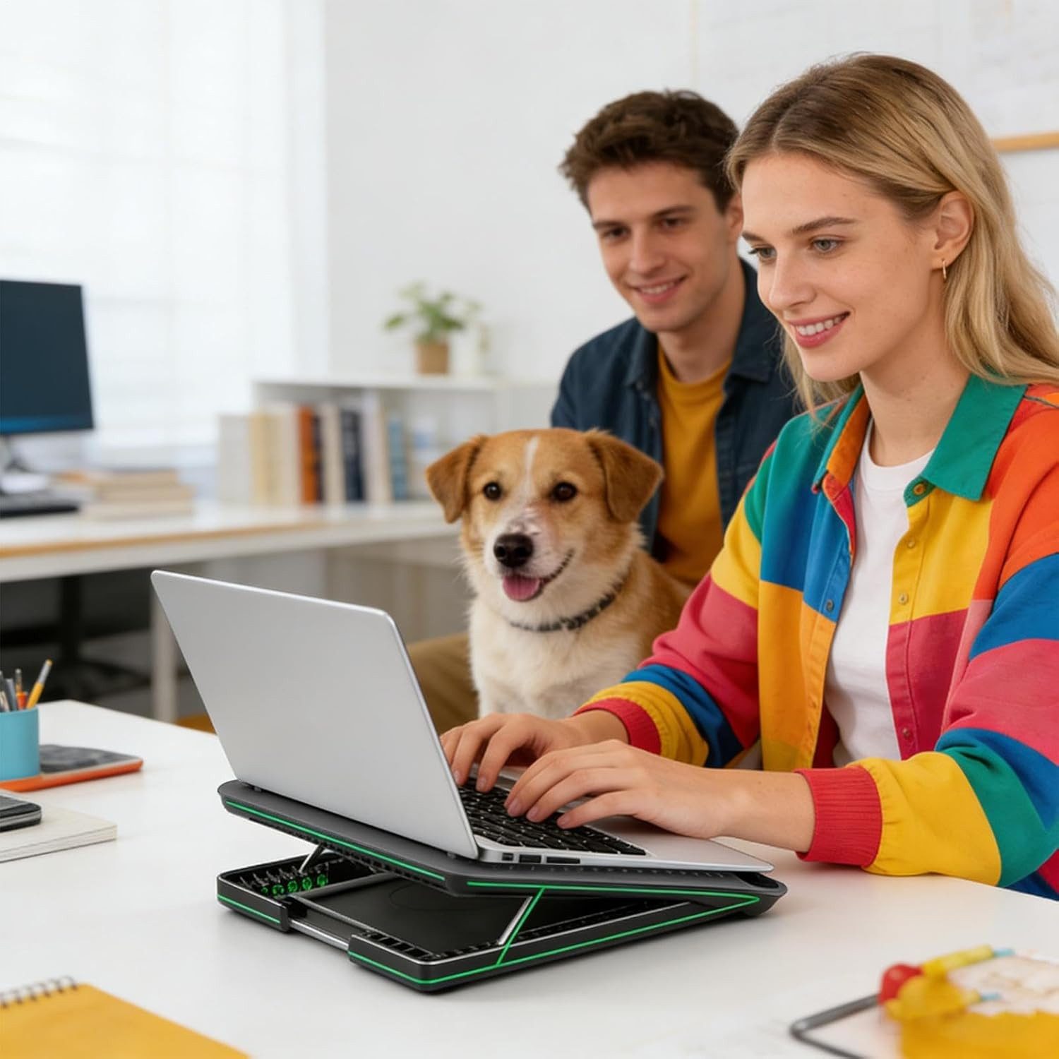 Toomoke Notebook-Kühler Notebook-Kühler,Laptop Kühler,6 Höhenverstellbar & Cooler Ständer, geeignet für Laptops bis 17 Zoll,6 Ventilatoren,Aluminiumlegierung