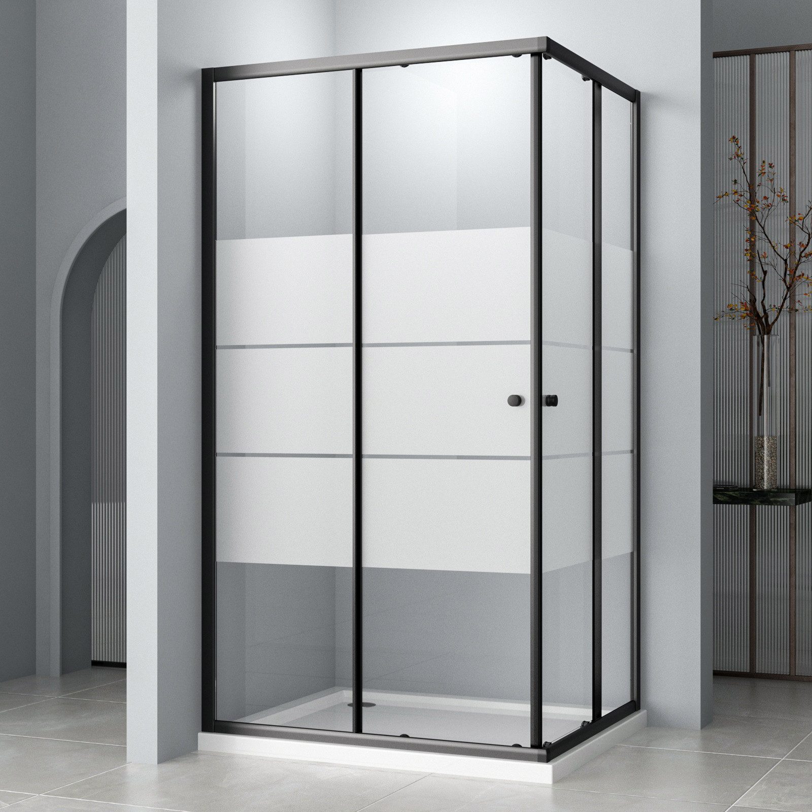Hopibath Eckdusche milchglas Duschkabine 80x100 100x100 günstig online kaufen
