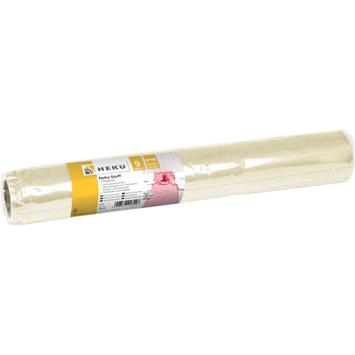 HEKU Stoff Deko Stoff Organza auf Rolle creme 9mx37cm
