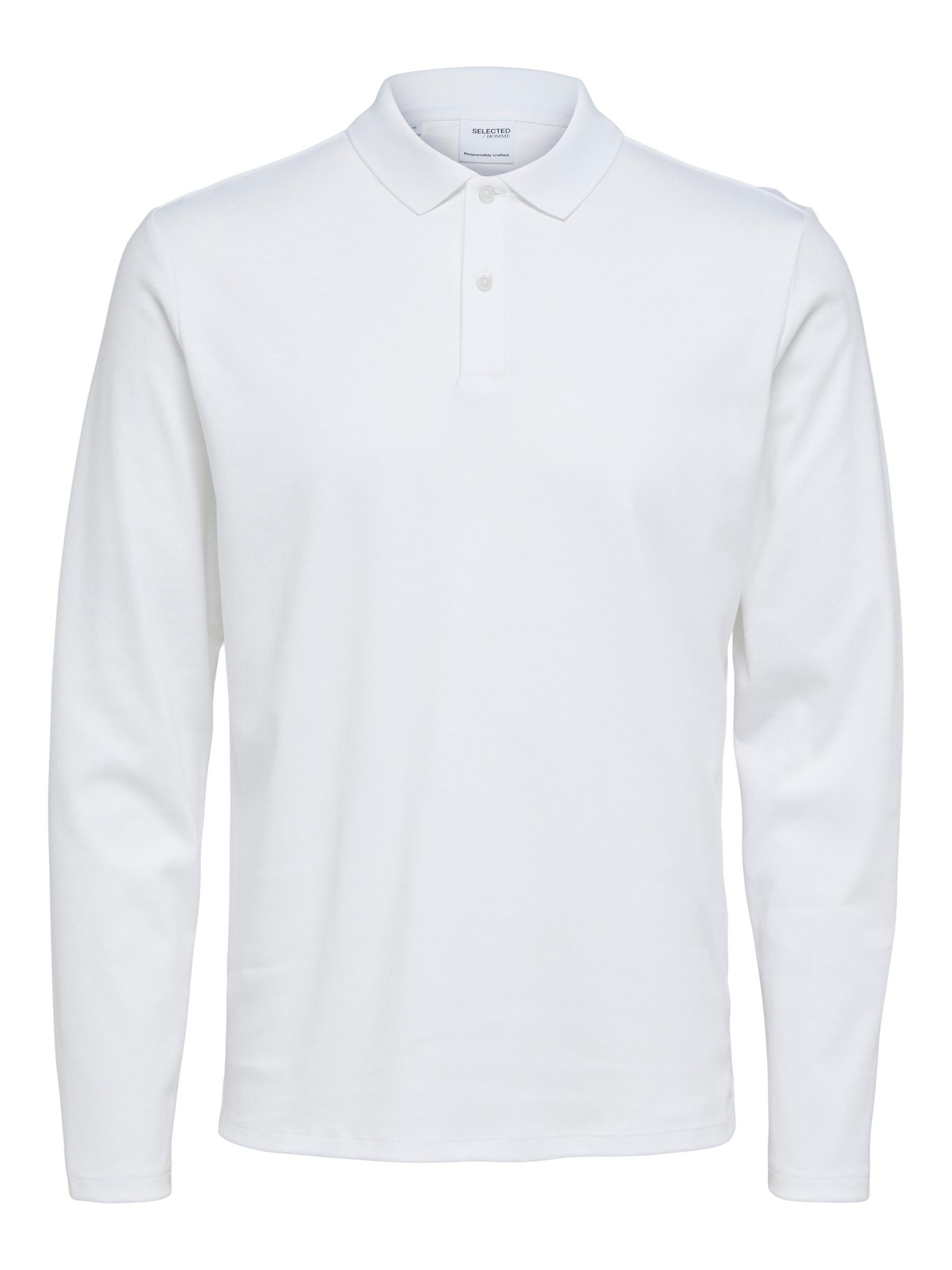 SELECTED HOMME Langarm-Poloshirt bright white