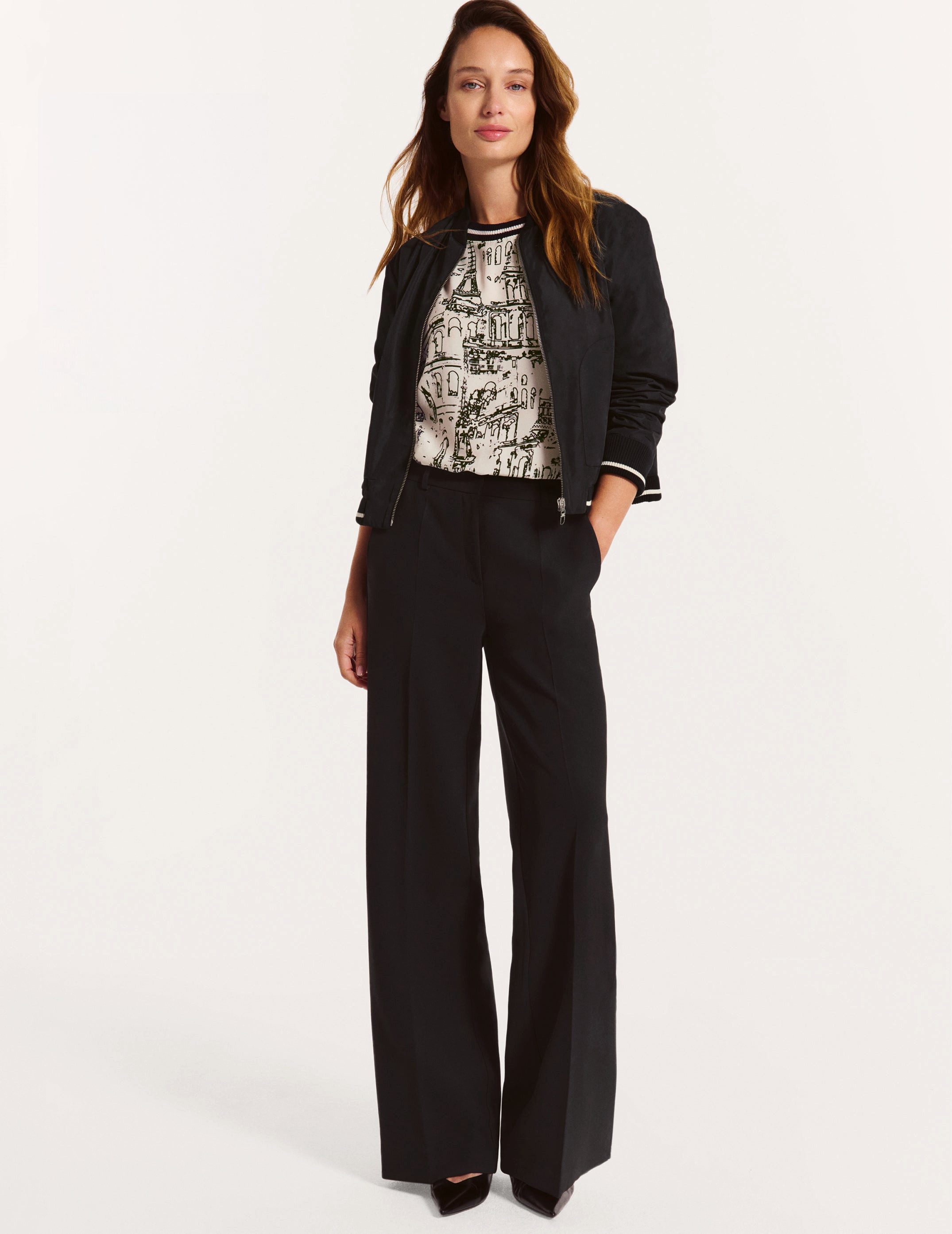 Faber Blouson Moderner Blouson mit Strickbündchen in schwarz