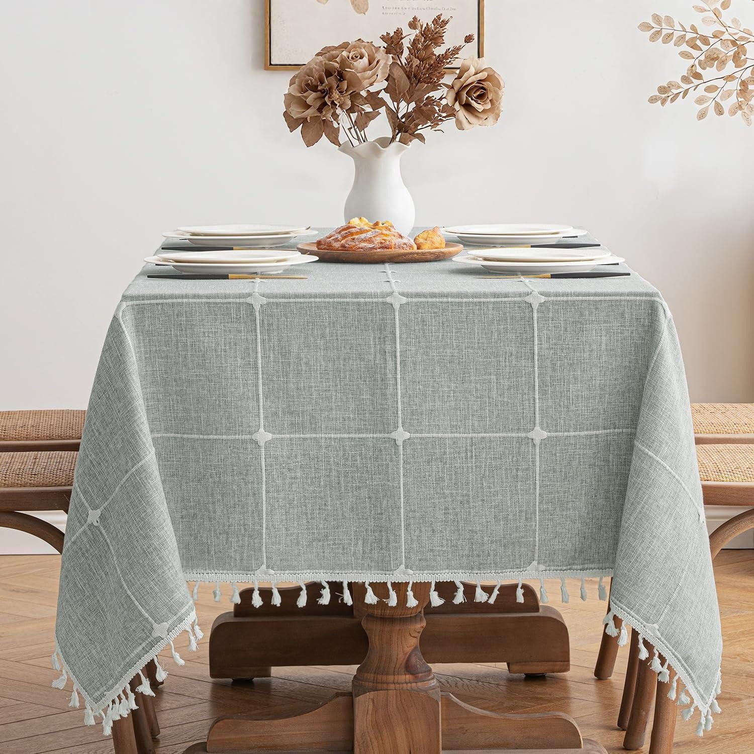 LuxusKollektion Tischdecke Tischdecke Karo Grau 140x100cm (1-tlg)