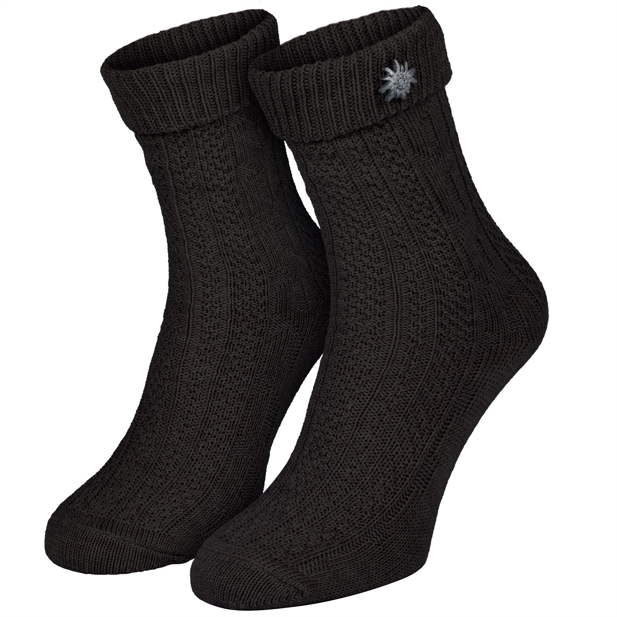 Trachtensocken Trachtensocken mit Edelweiß-Pin für Damen & Herren