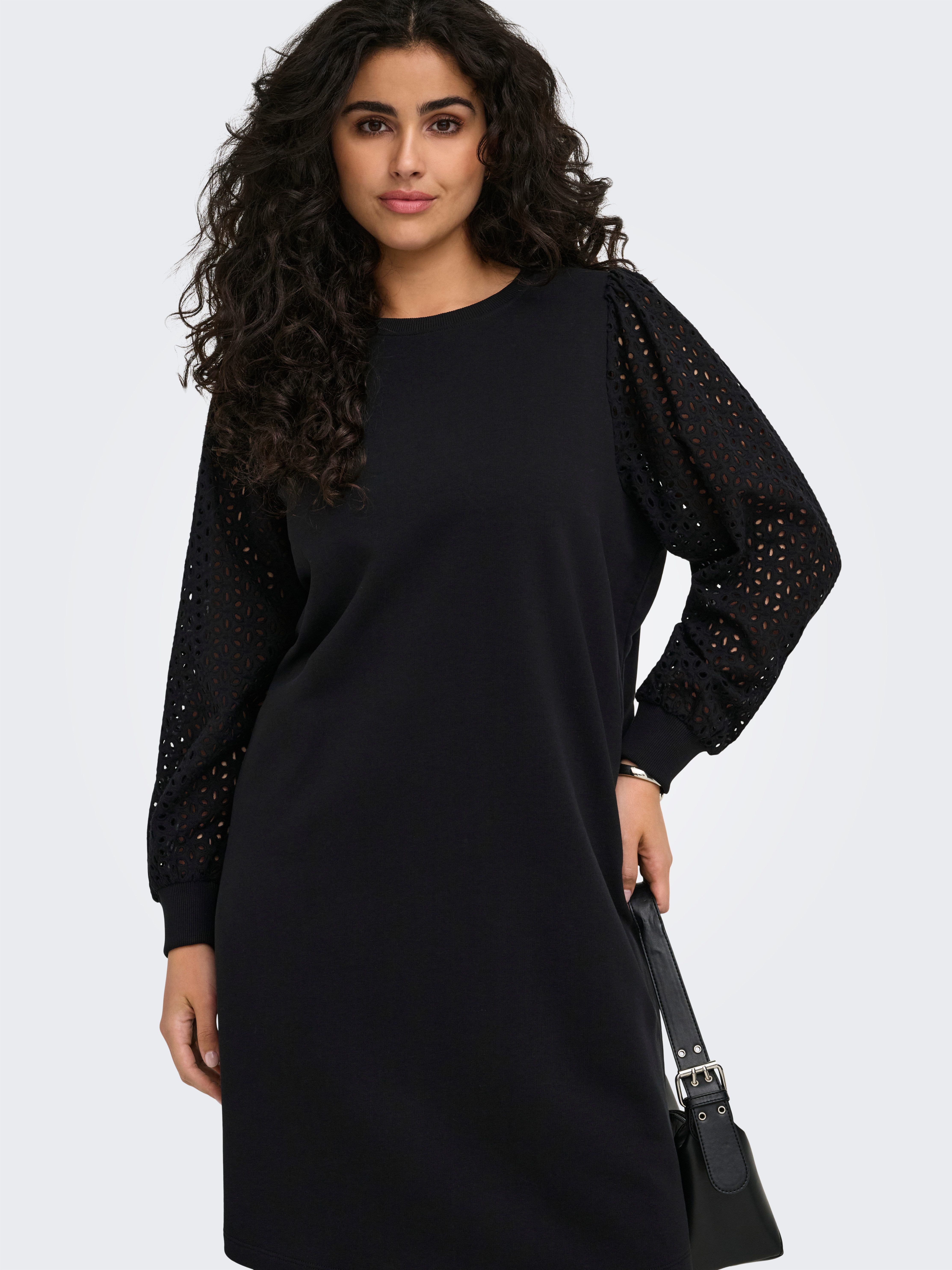 ONLY CARMAKOMA Midikleid CARDONNA L/S MIX O-NECK MIDI DRESS JRS Baumwollmischung