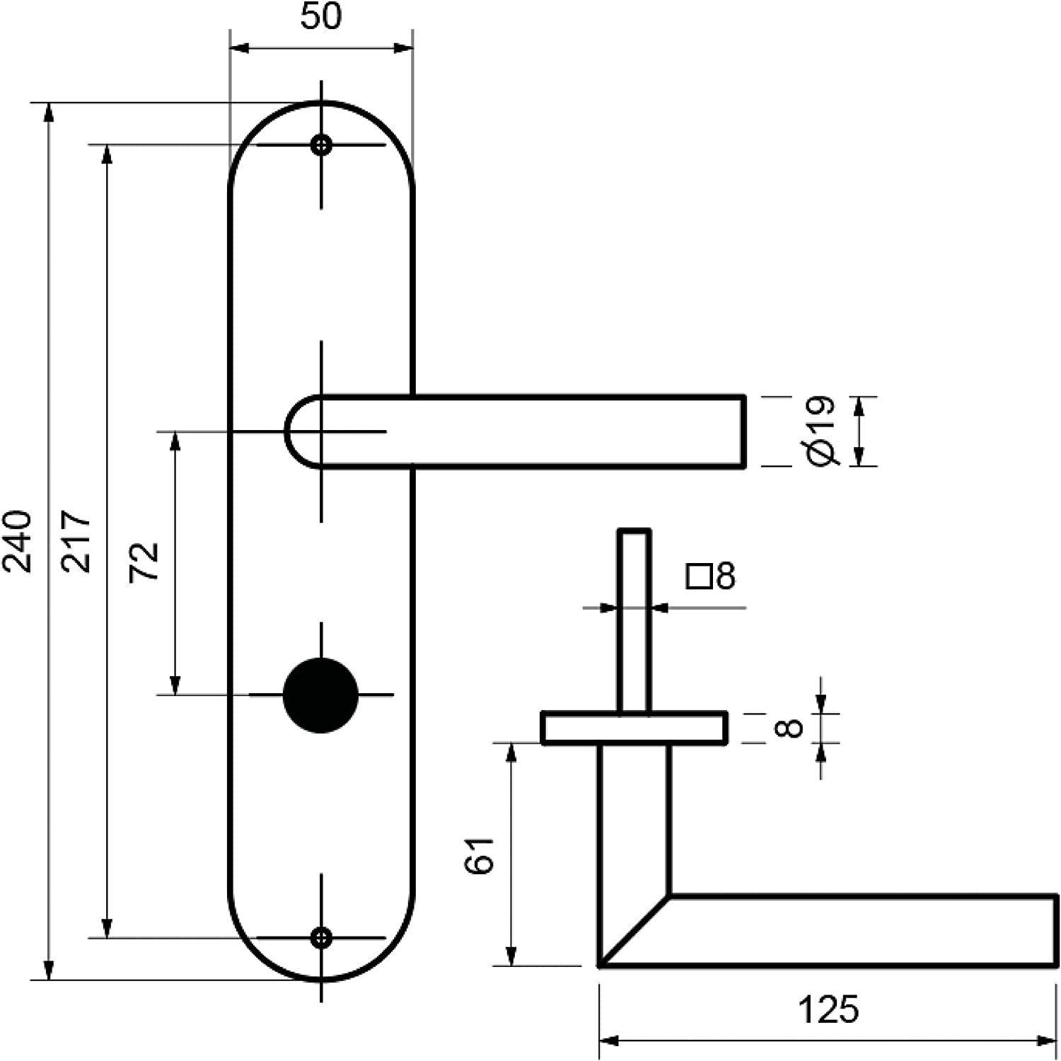 Türbeschlag 6er 6 Edelstahl matt Türen Zimmer- x und St), 1 für x Set, (Set, Alpertec Bad/WC schwarz schwarz Türbeschlag 5