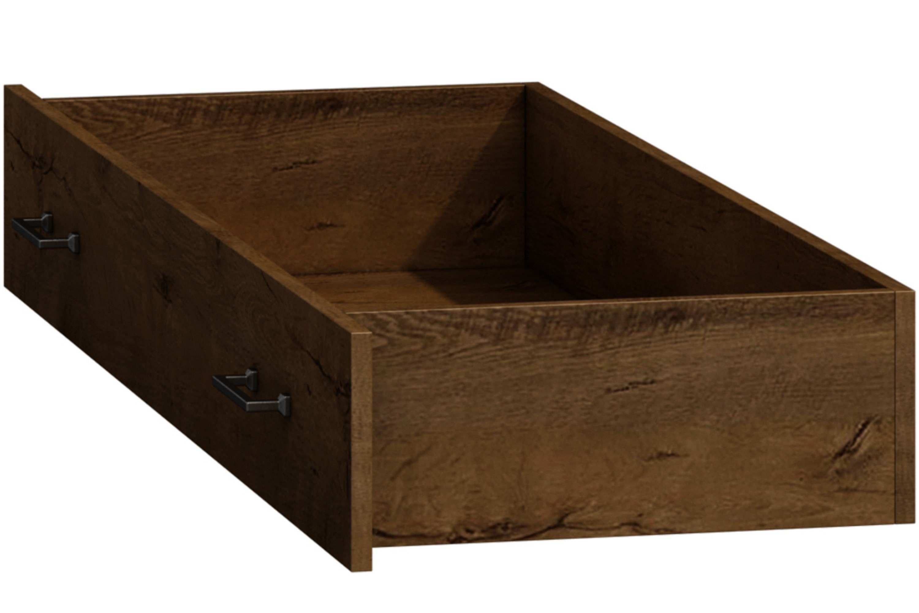 KONSIMO® Bettschubkasten VETIS Schublade für Bett, Bettschublade, Bettkasten, mit Metallgriffen, Holzstruktur, Breite 150 cm