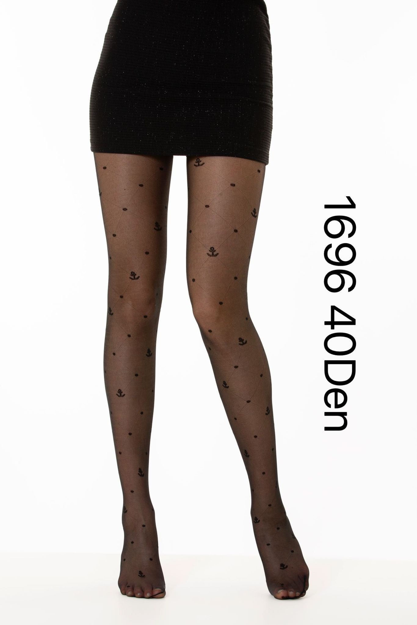 Feinstrumpfhose Damen Strumpfhose mit Muster Nero Frauen Hose Socken 40 DEN schwarz
