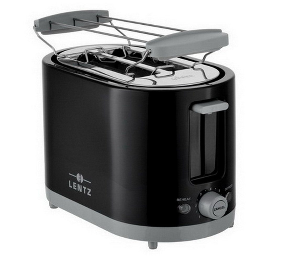 Lentz 2-in-1-Toaster Toastautomat, Brötchentoaster, Röster, 2 kurze Schlitze, für 2 Scheiben normale Toasts, 750 W, 7 Bräunungsstufen, automatische Scheibenzentrierung