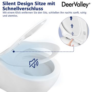 DeerValley Tiefspül-WC wandhängend 1.6 GPF/1.1 GPF Doppelflush wandtoilette, wandhängend, Weich schließender Sitz Kompakt WC Weiß nein Wassertank Toilette