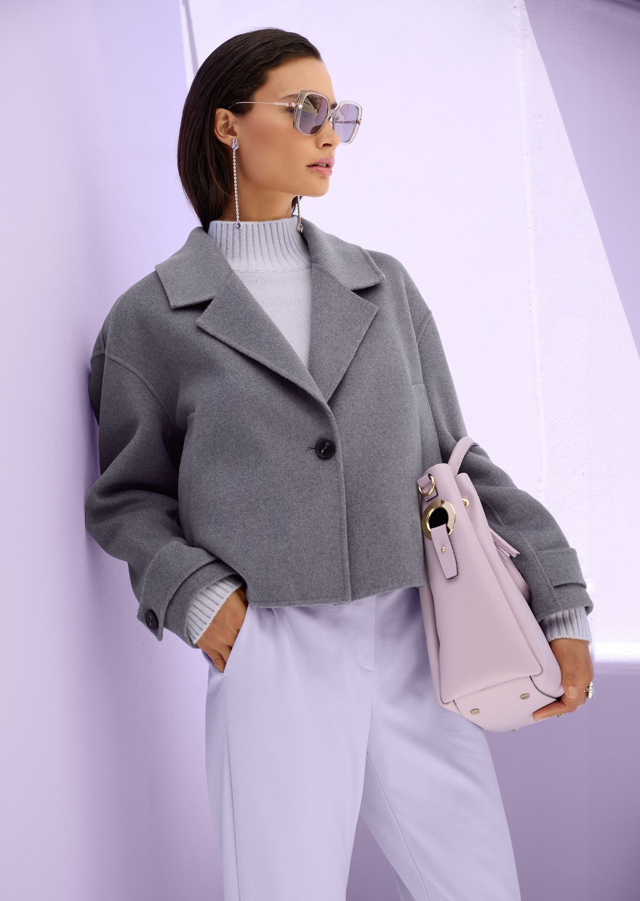 MADELEINE Outdoorjacke Jas. Zuiver wol Reverskragen, Ein-Knopf, Langarm
