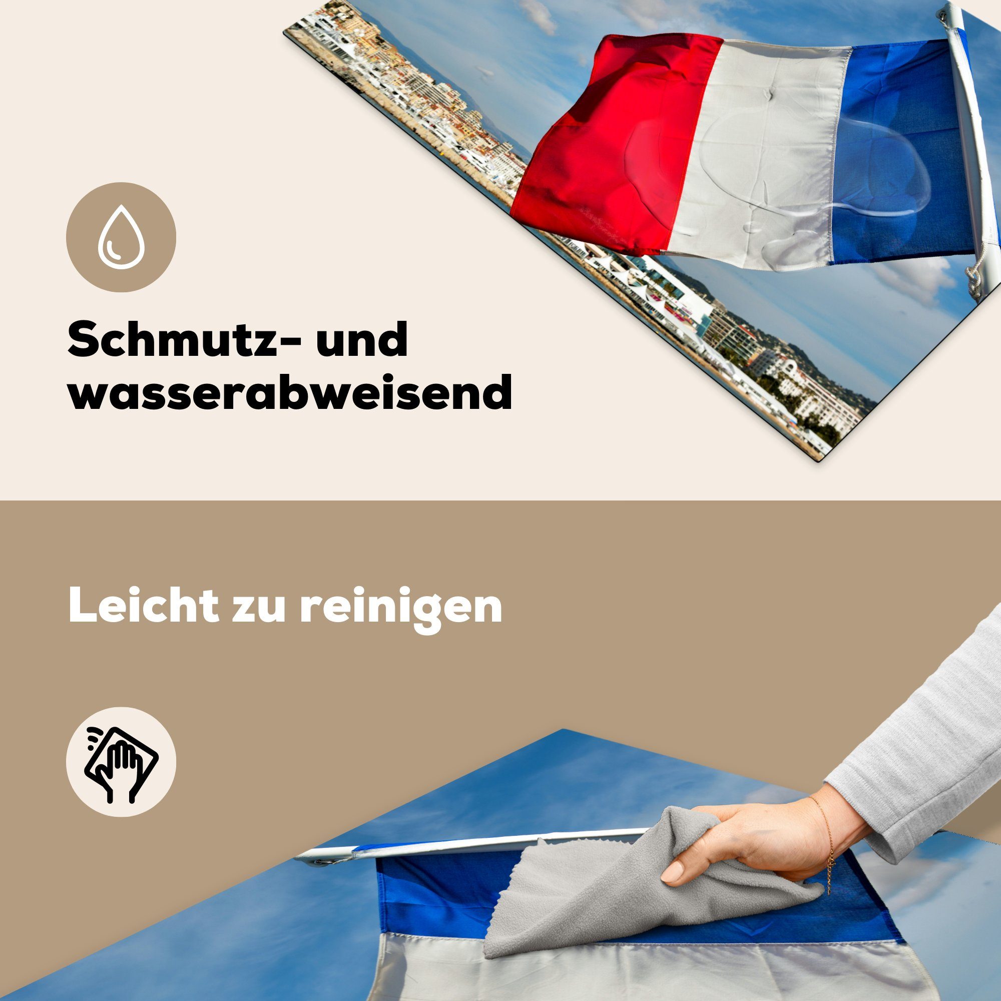 Französische Blick 81x52 für die küche, Ceranfeldabdeckung cm, Herdblende-/Abdeckplatte Cannes, Induktionskochfeld auf mit tlg), Vinyl, Flagge MuchoWow Schutz (1