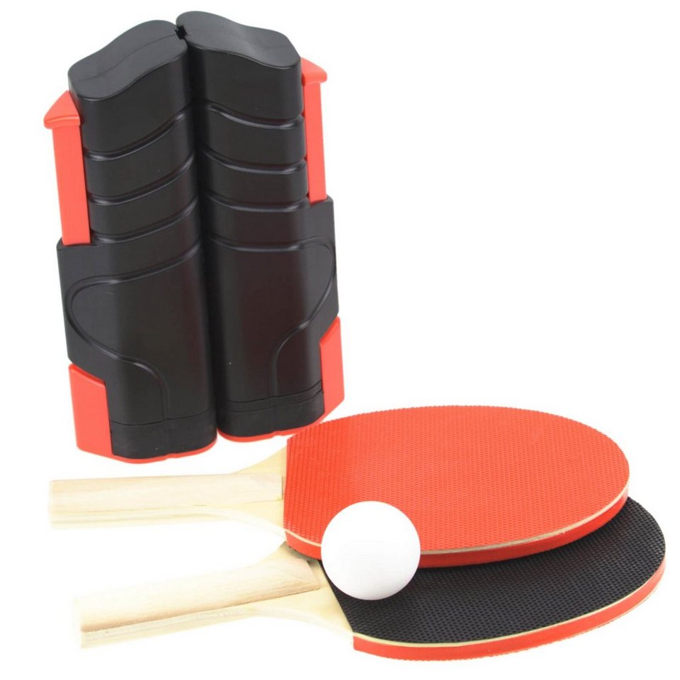 Alert Tischtennisnetz Mobiles Tischtennis Set Netz ausziehbar mit Schläger  und Ball