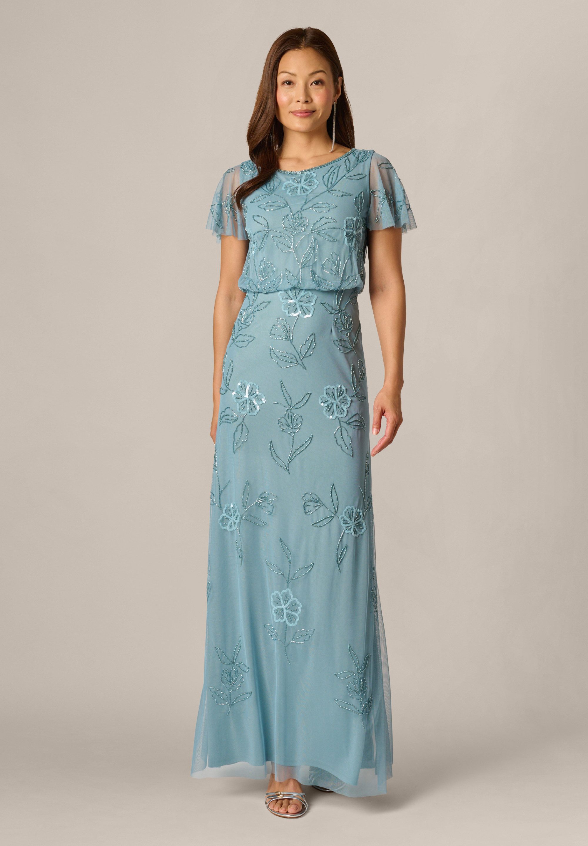 Adrianna Papell Abendkleid Bead Blouson Long Dress Elegantes und mühelos elegantes Blouson-Kleid mit Perlenverzierung