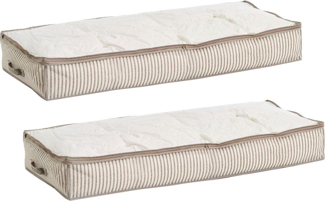 Zeller Present Aufbewahrungstasche Stripes (2-tlg), Vlies, beige