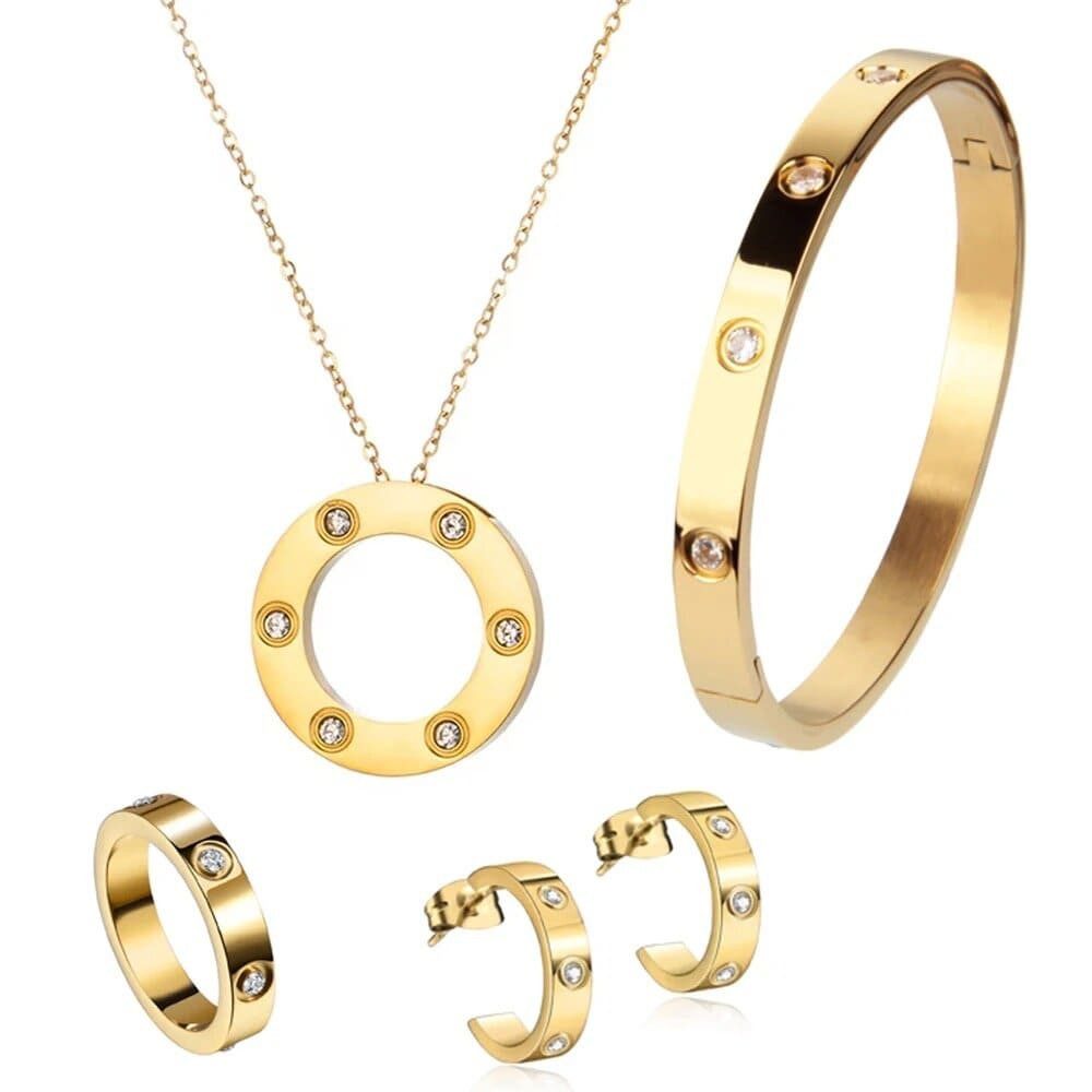 ROUGEMONT Schmuckset Schmuckset Monte Carlo Armreif Ohrringe Halskette Ring, Wasserfest