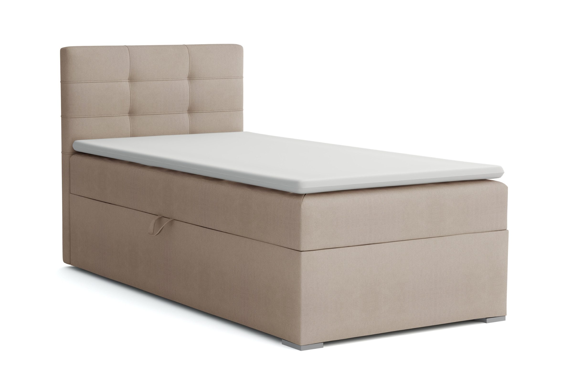 Deine Möbel 24 Boxspringbett FLO Boxbett Einzelbett Polsterbett Jugendbett (Beige Hellgrau Grau Anthrazit Schwarz, 2-St., Bonellfederkernmatratze H3 Taschenfederkernmatratze H4), 90x200 100x200 Veloursstoff