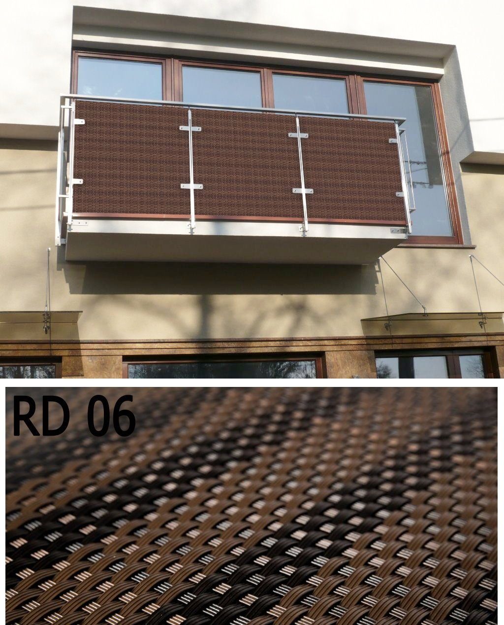 dynamic24 Sichtschutzzaunmatten, Polyrattan PVC Sichtschutz 300x90 Balkon Zaun Windschutz braun meliert