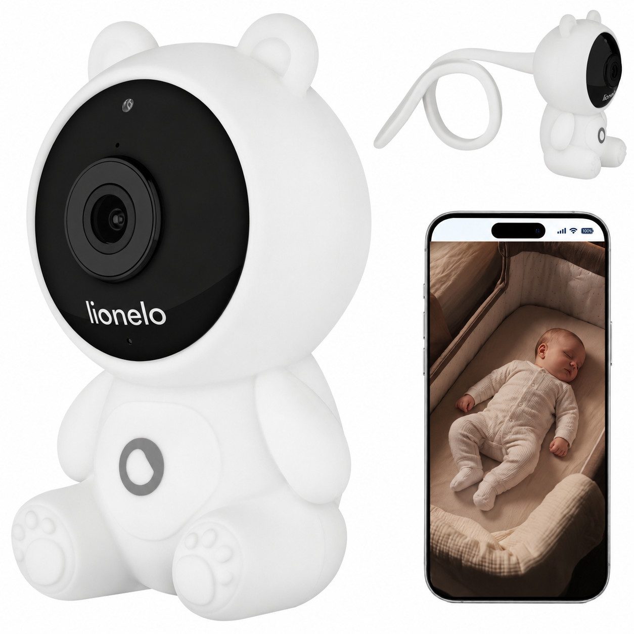 lionelo Video-Babyphone BABYLINE SMART 2.0, Set, Kamera mit Zubehör, Full HD 1080p/Weinerkennung/IR 10 m/Temperatur/App