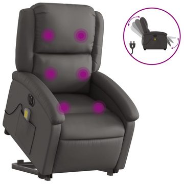 vidaXL Sessel Massagesessel mit Aufstehhilfe Elektrisch Grau Echtleder (1-St)