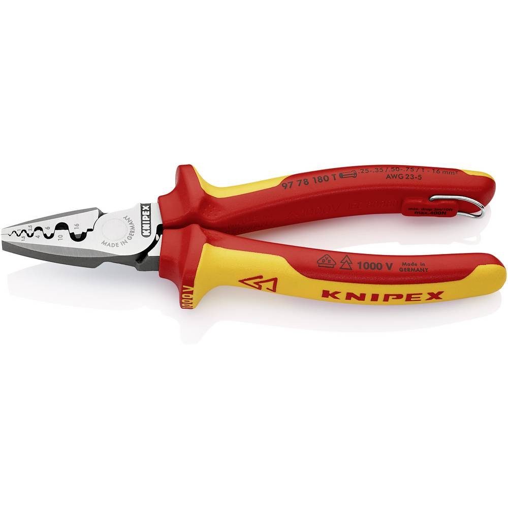 Knipex Crimpzange Knipex 97 78 180 T Crimpzange Aderendhülsen 0.25 bis 16  mm²