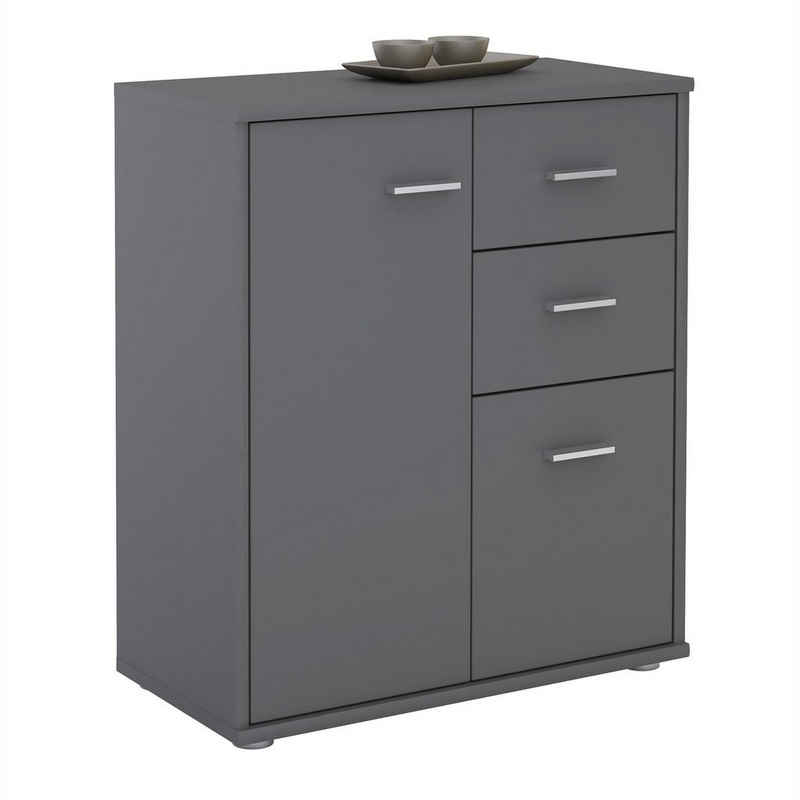 CARO-Möbel Highboard LOCARNO, Kommode Sideboard Mehrzweckschrank Anrichte Beistell 2 Türen Schublade