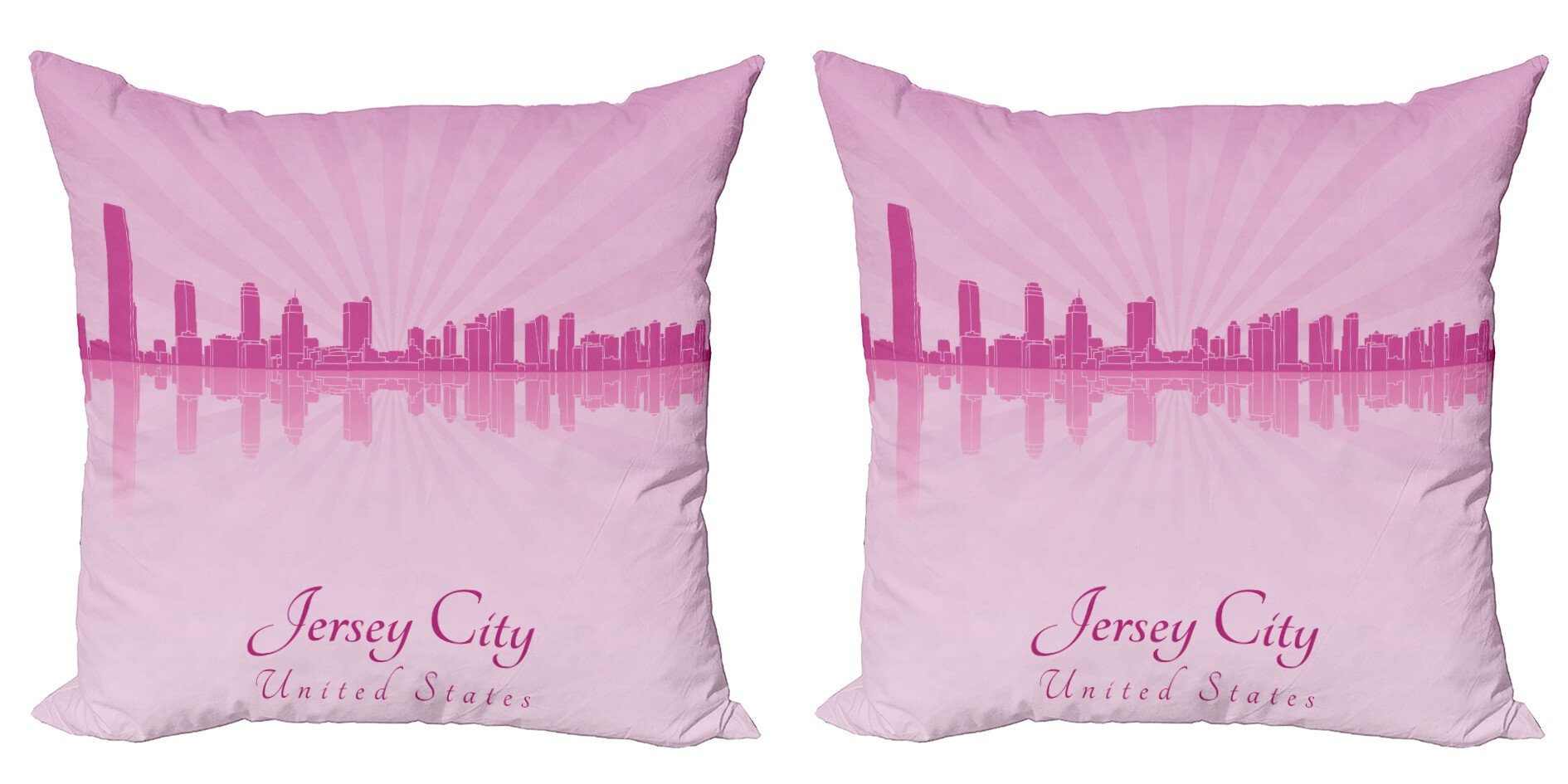 Kissenbezüge Modern Accent Doppelseitiger Digitaldruck, Abakuhaus (2 Stück), Jersey City Skyline und Gebäude