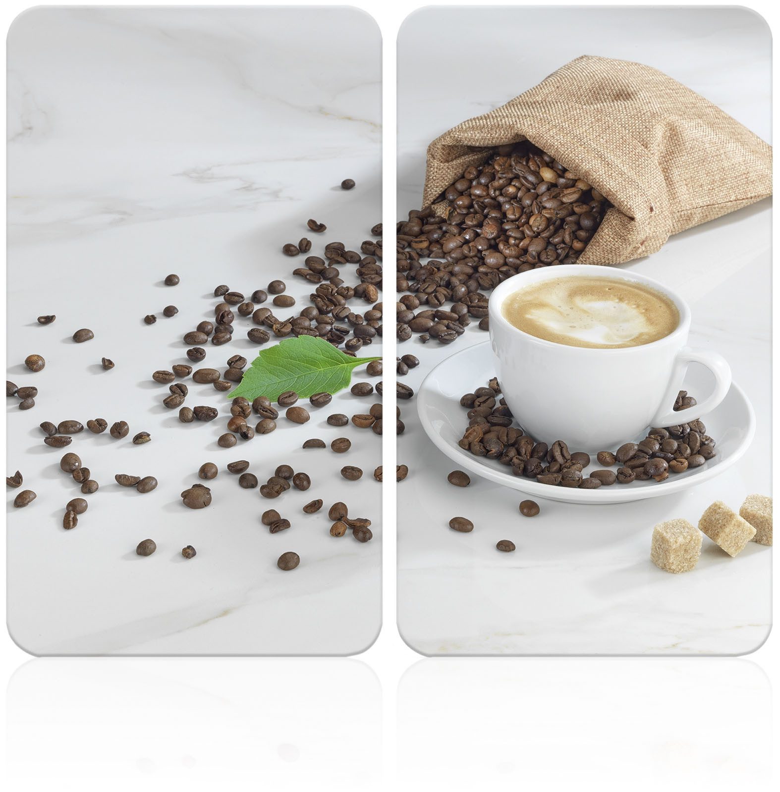 Maximex Herd-Abdeckplatte Universal Modell CAFÉ AROMATICA, Glas, Kunststoff, (Set, 2 tlg), für Induktions-, Glaskeramik-, Elektro- und Gasherde, höhenverstellbar