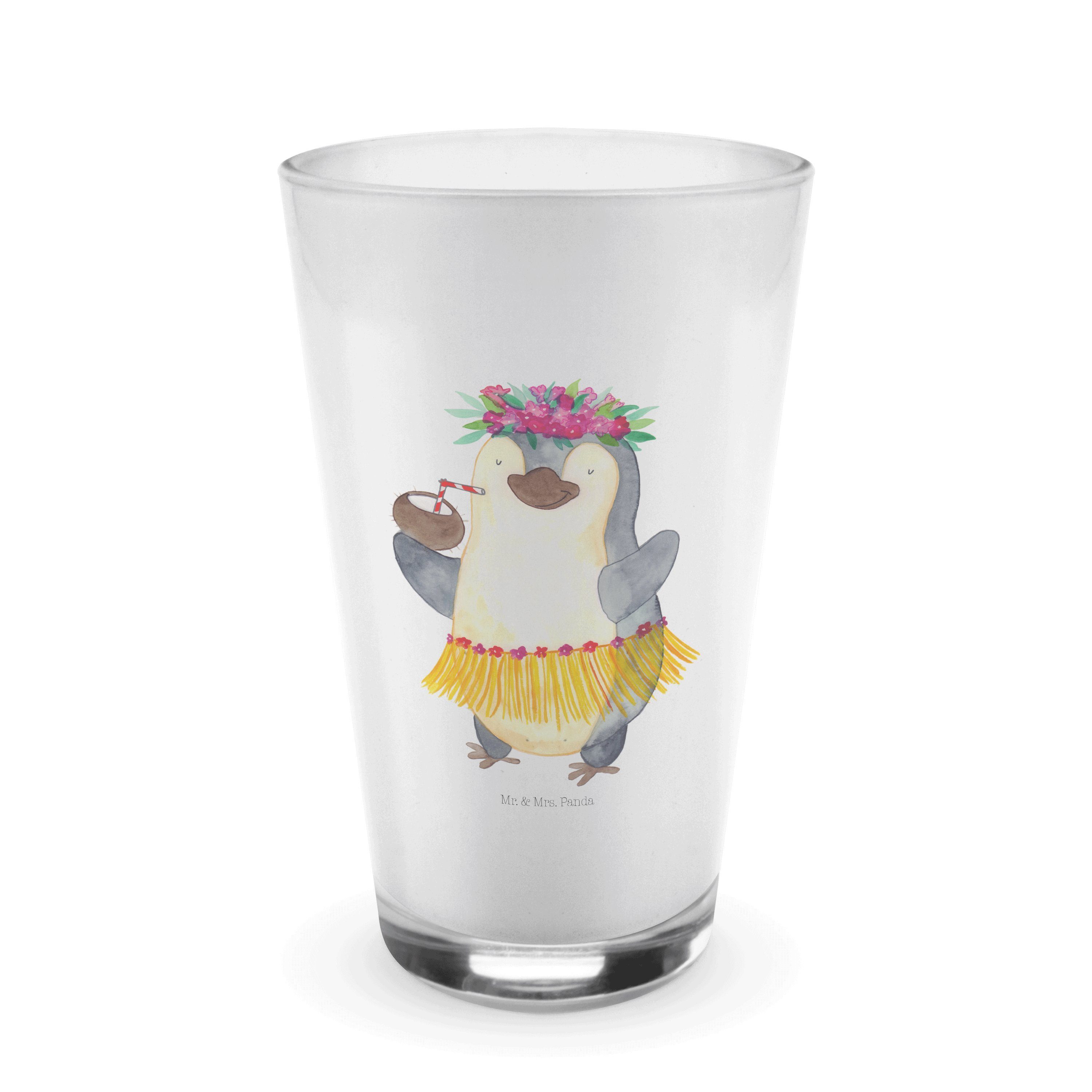 Mr. & Mrs. Panda Glas Pinguin Kokosnuss - Transparent - Geschenk, Hawaii, Latte Macchiato, Premium Glas