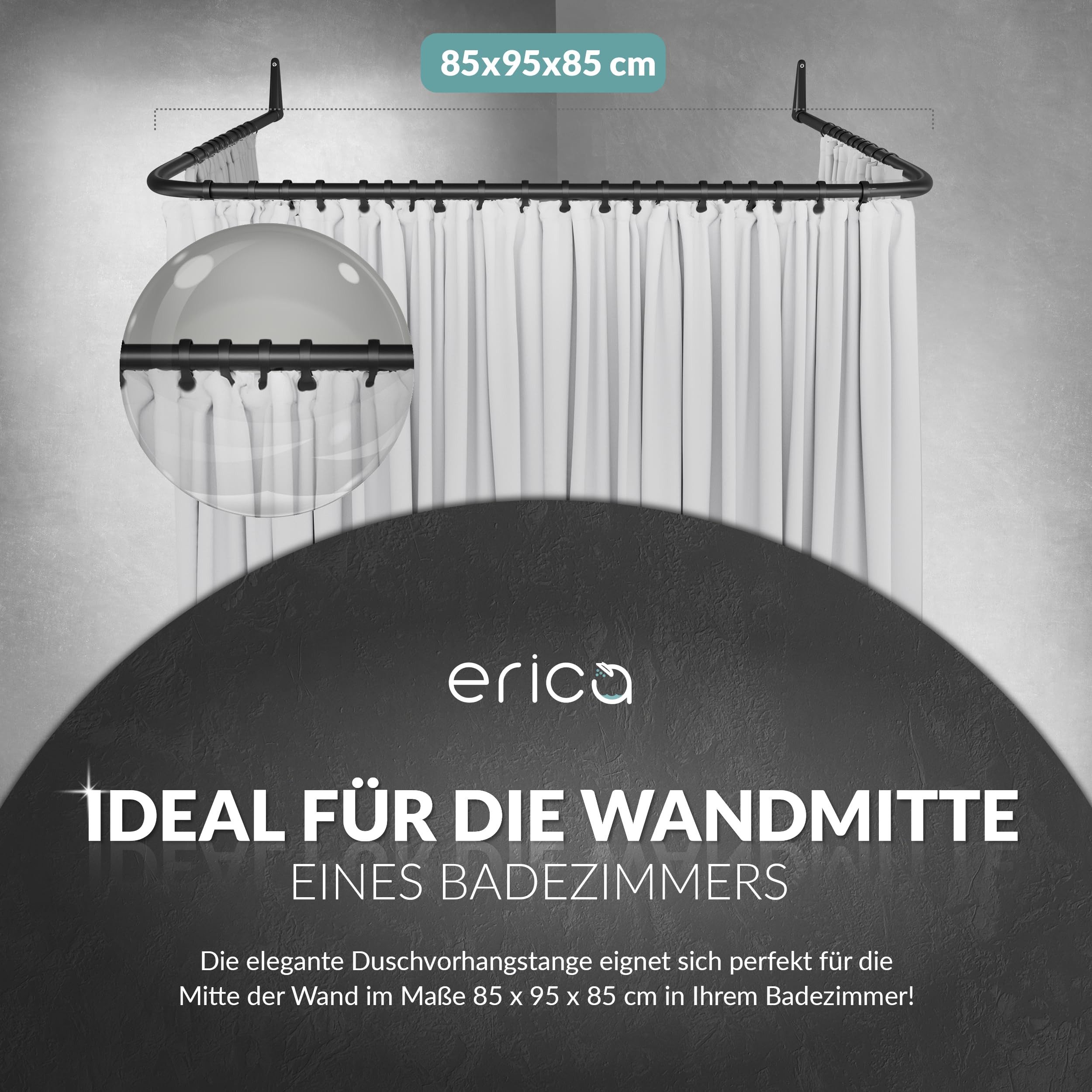 Erica Duschvorhangstange Winkelstange Dusche 85x95x85 cm, Duschstange für V günstig online kaufen