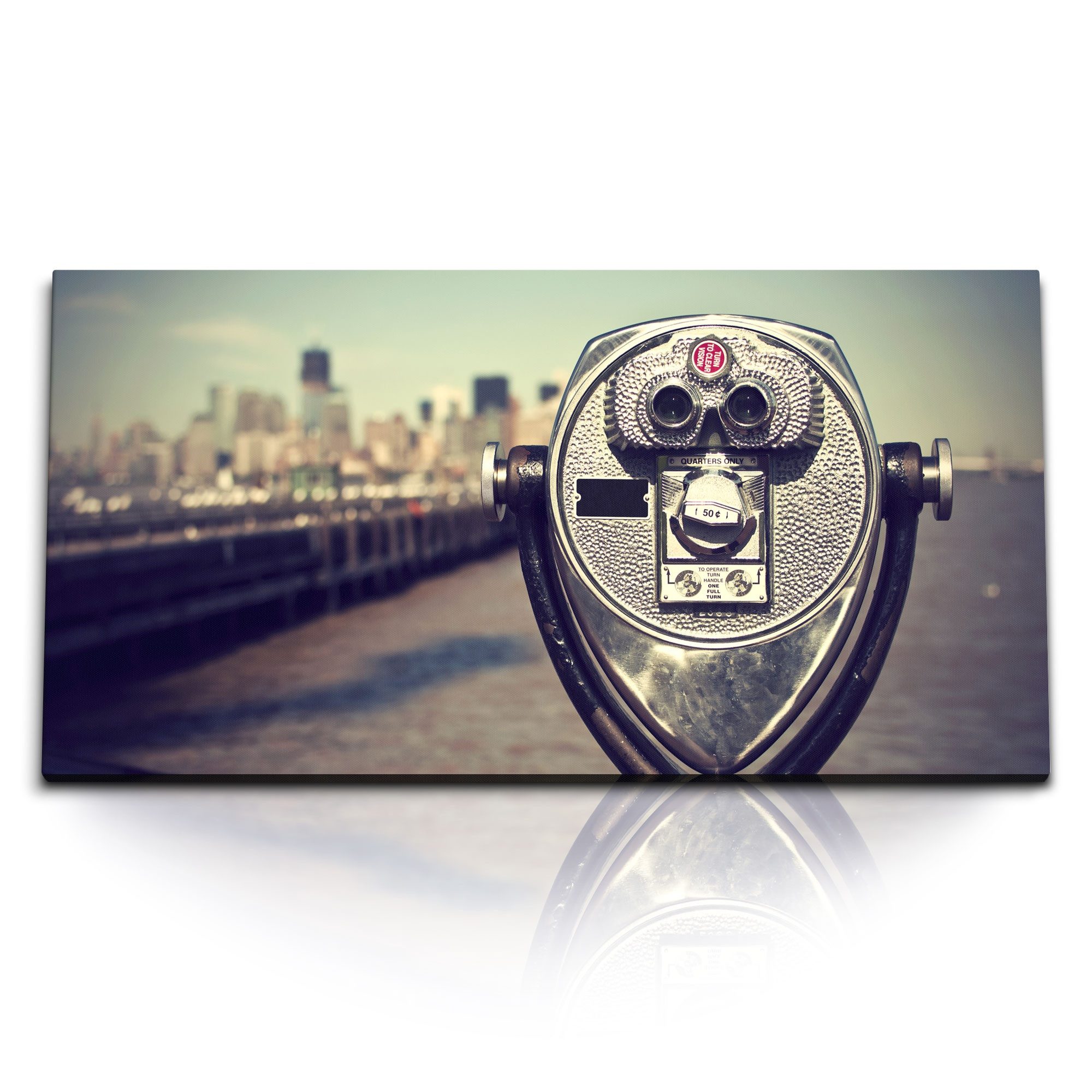 Leinwandbild Kunstdruck Bilder 120x60cm New York Touristen Fernglas Münzfernglass U