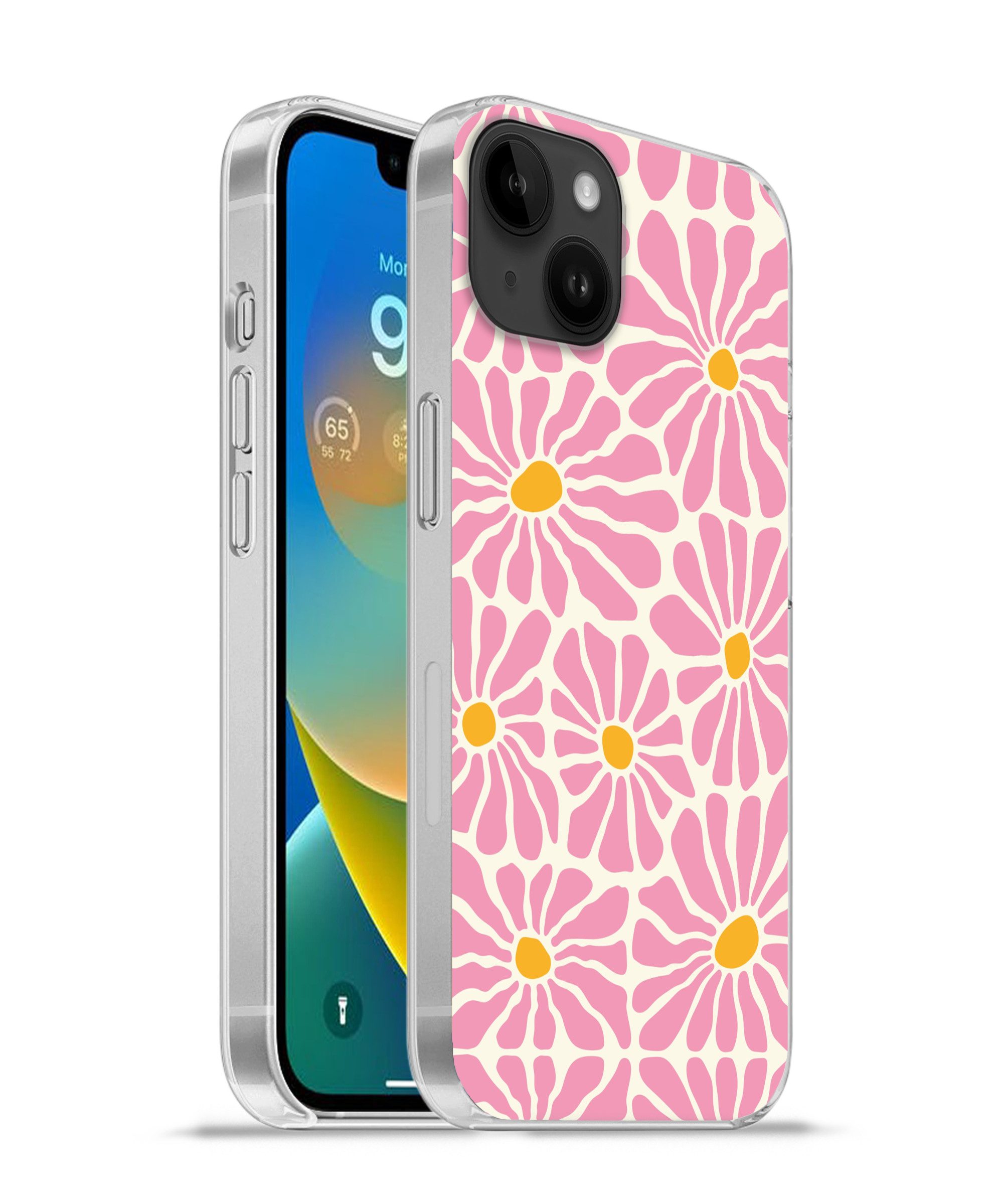 MuchoWow Handyhülle für Apple iPhone 14 Plus Blumen - Muster - Rosa - Beige - Orange, Smartphone-Bumper, Print, Handy Schutzhülle Dünn