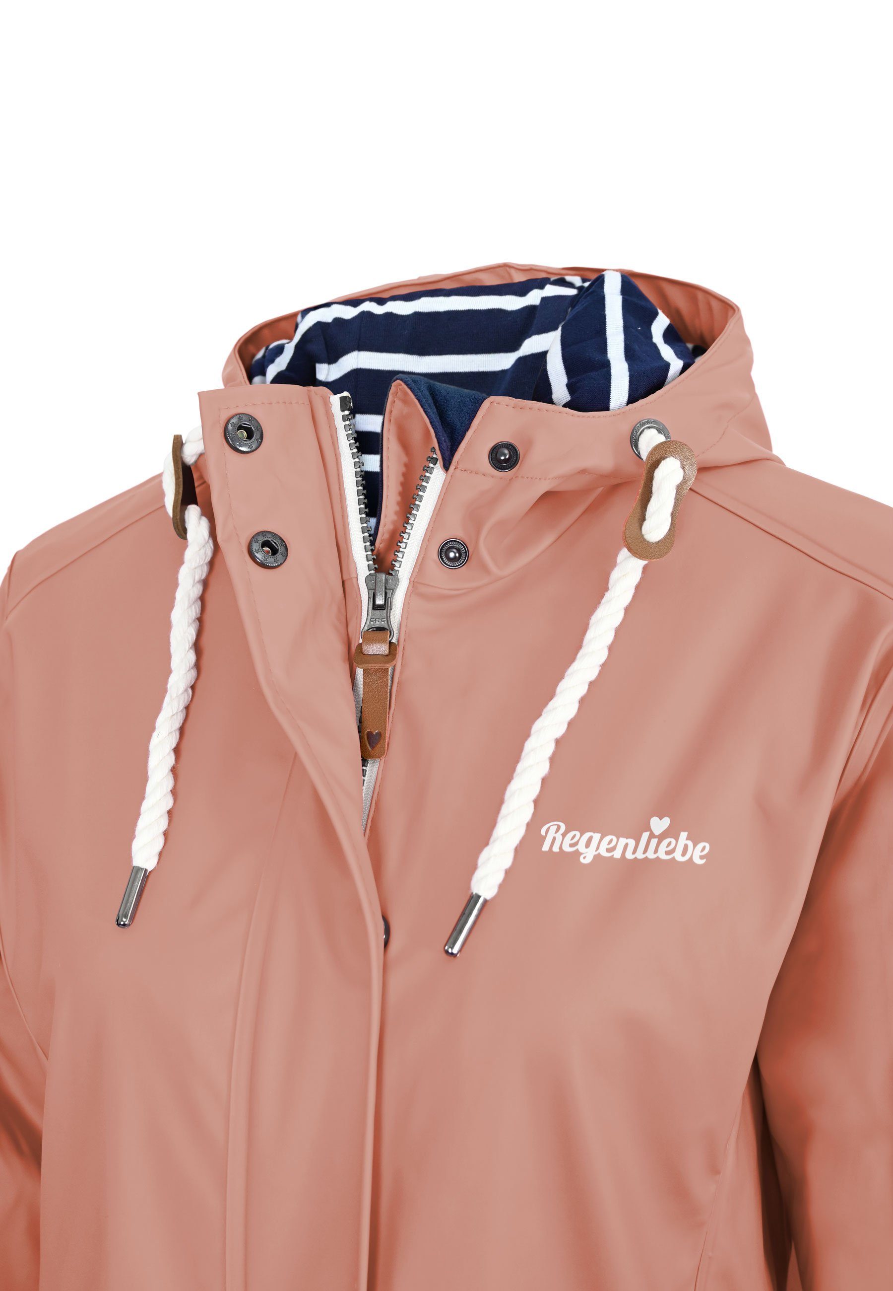 Regenliebe Regenjacke Friesennerz taillierter Regenmantel mit verstellbaren Kapuze