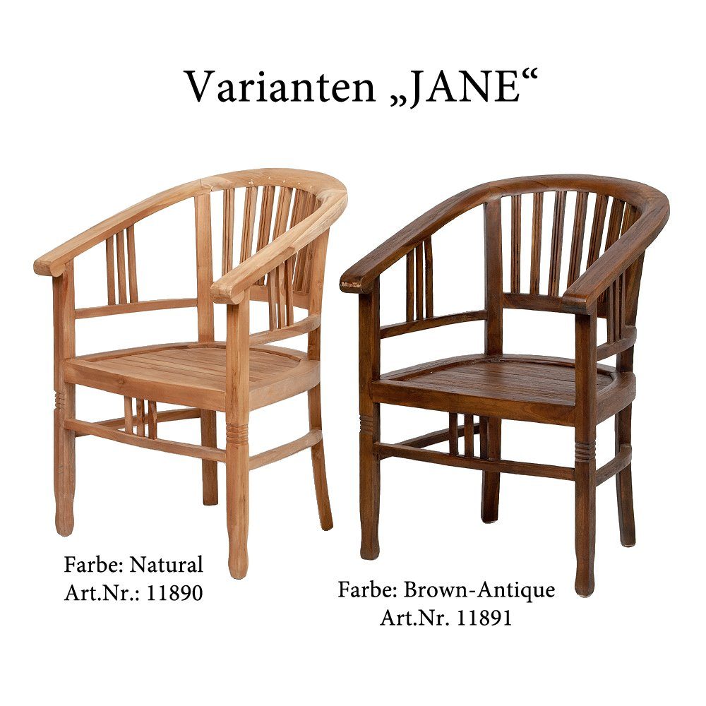 Natural ohne LebensWohnArt JANE Kissen Stuhl Massiver Teak Stuhl