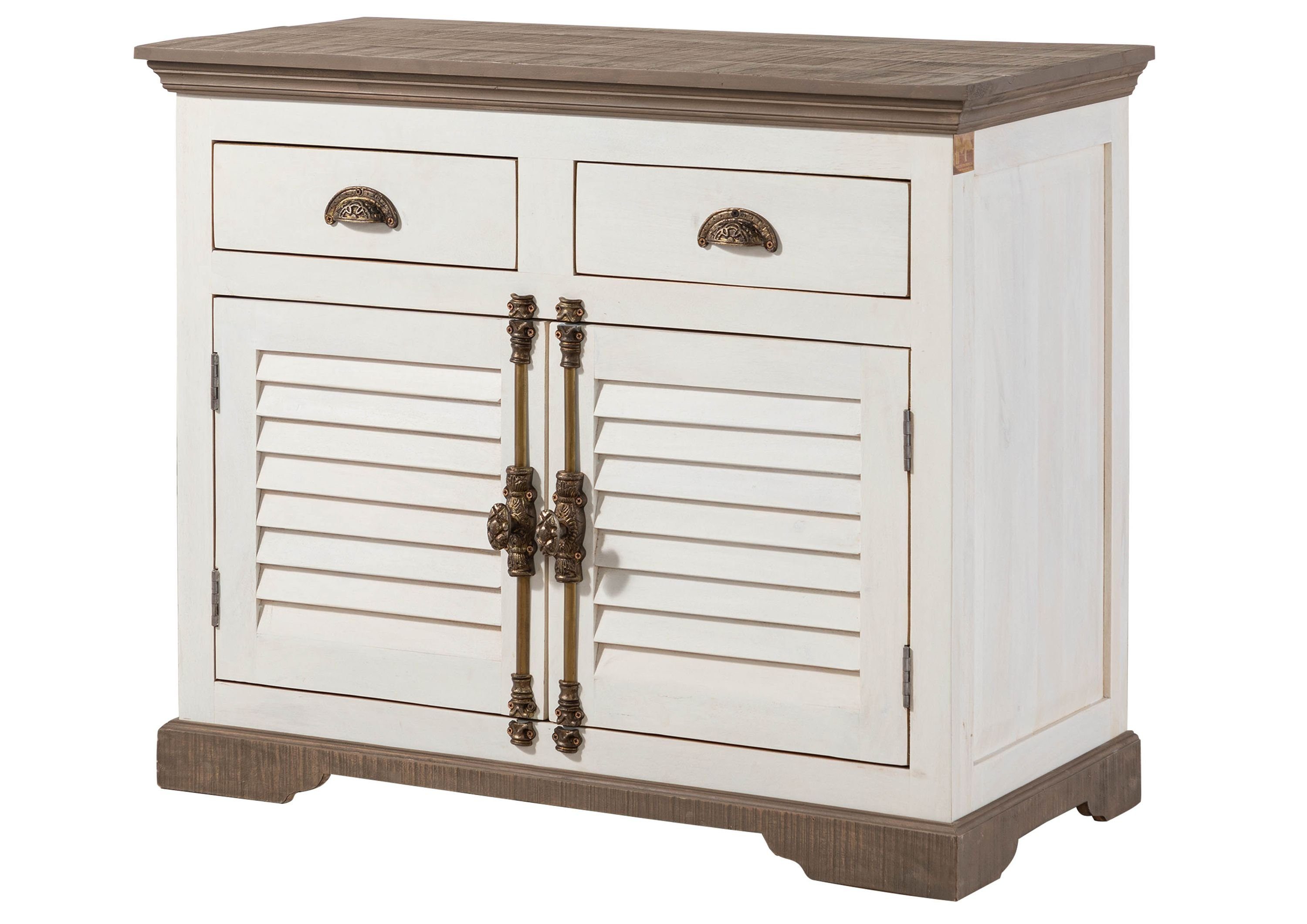 Massivmoebel24 Sideboard (Mango 107x45x90 weiß lackiert TOULOUSE #107), Mango 107x45x90 weiß lackiert TOULOUSE #107
