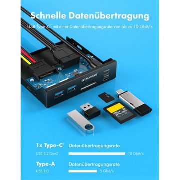 GRAUGEAR PC-Gehäuse G-MP01CR Multi Frontblende mit USB Hub und Kartenleser, Front Panel, USB Type C, Schwarz, SD Kartenleser, 3,5" Schacht