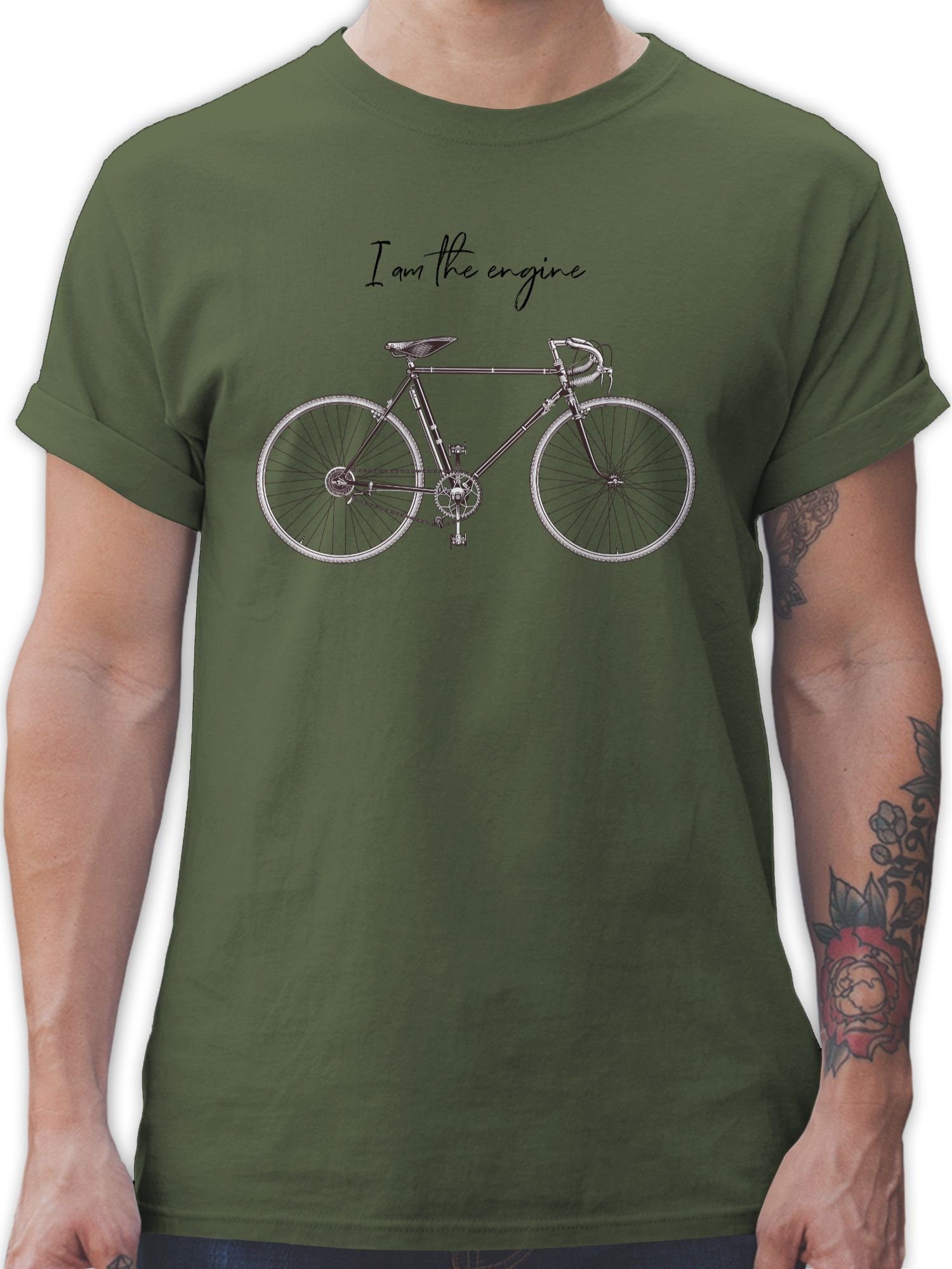 Shirtracer T-Shirt I am the engine - Fahrrad Bekleidung Radsport - Herren Premium T-Shirt army tshirt - fahrradbekleidung - fahrradshirt - fahhrad geschenke 2 Army Grün