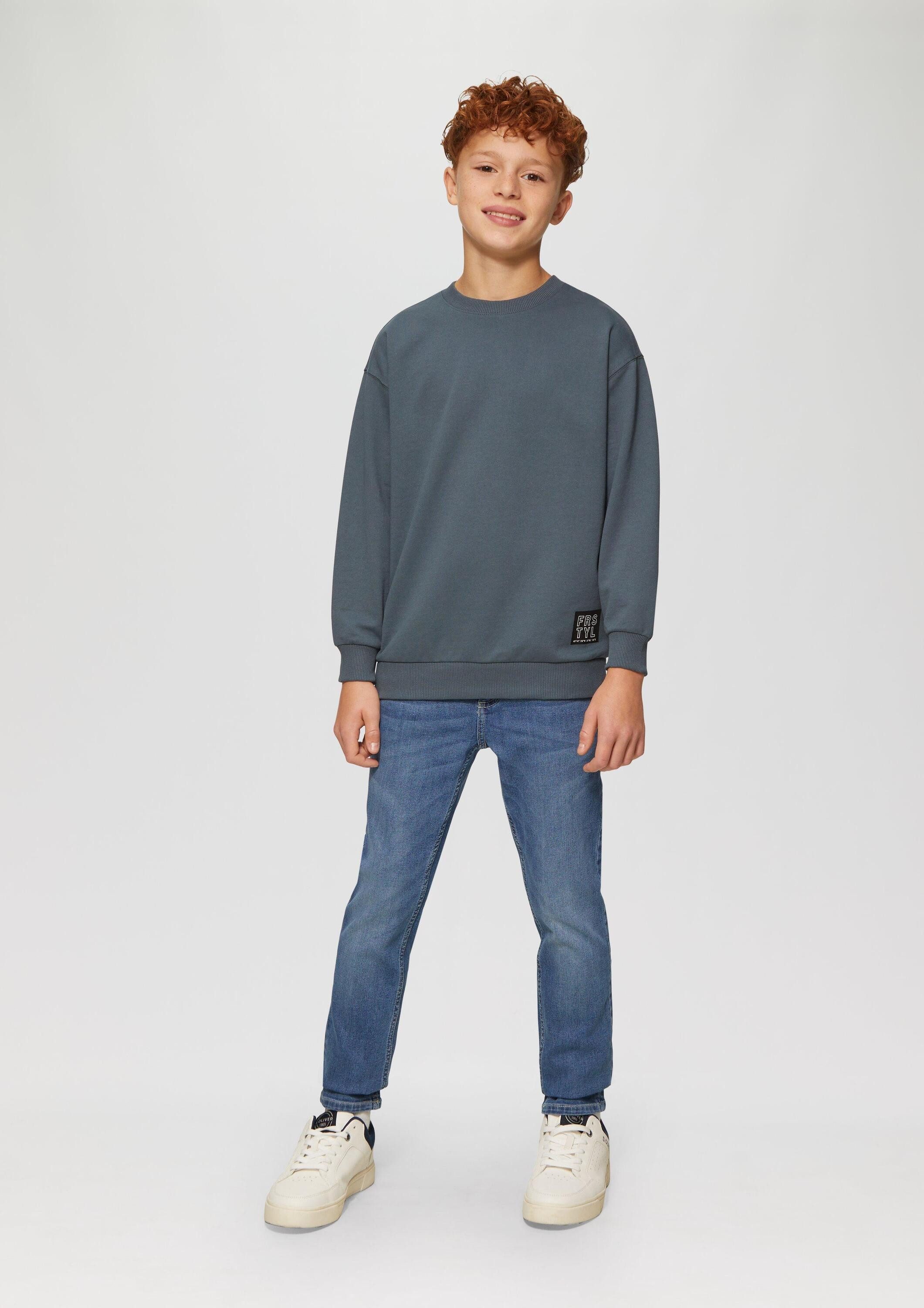 s.Oliver Sweatshirt Sweatshirt Unisex Sweatshirt mit Rippbündchen und Print