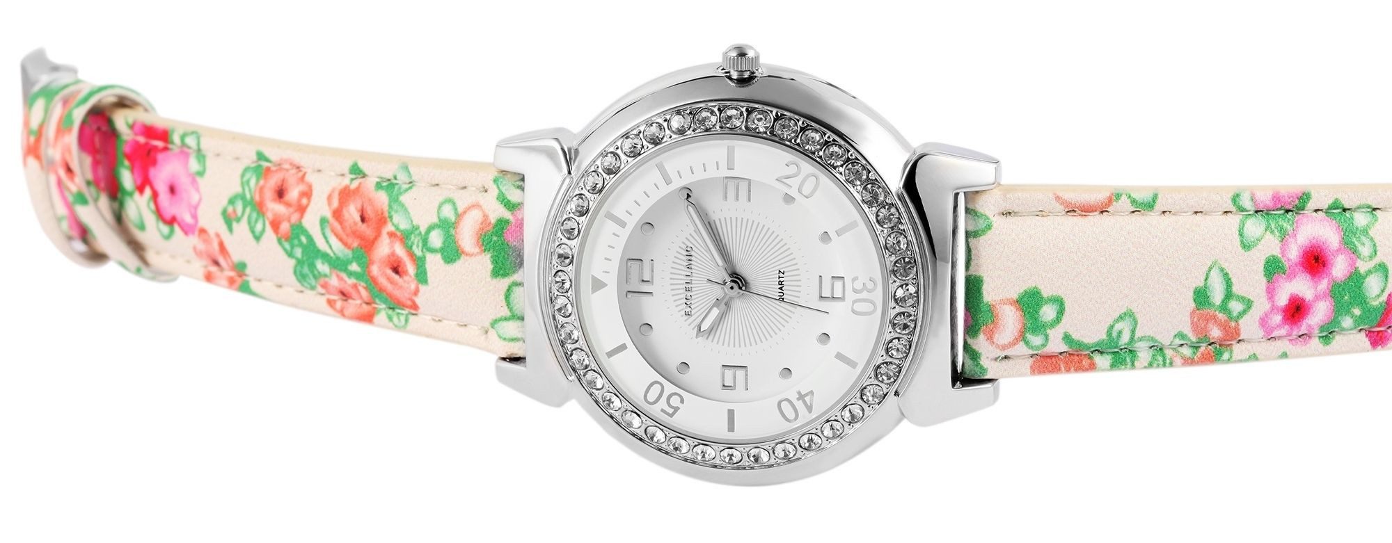EXCELLANC Quarzuhr EX0347 Excellanc Damenuhr mit Lederimitationsband, Damen günstig online kaufen