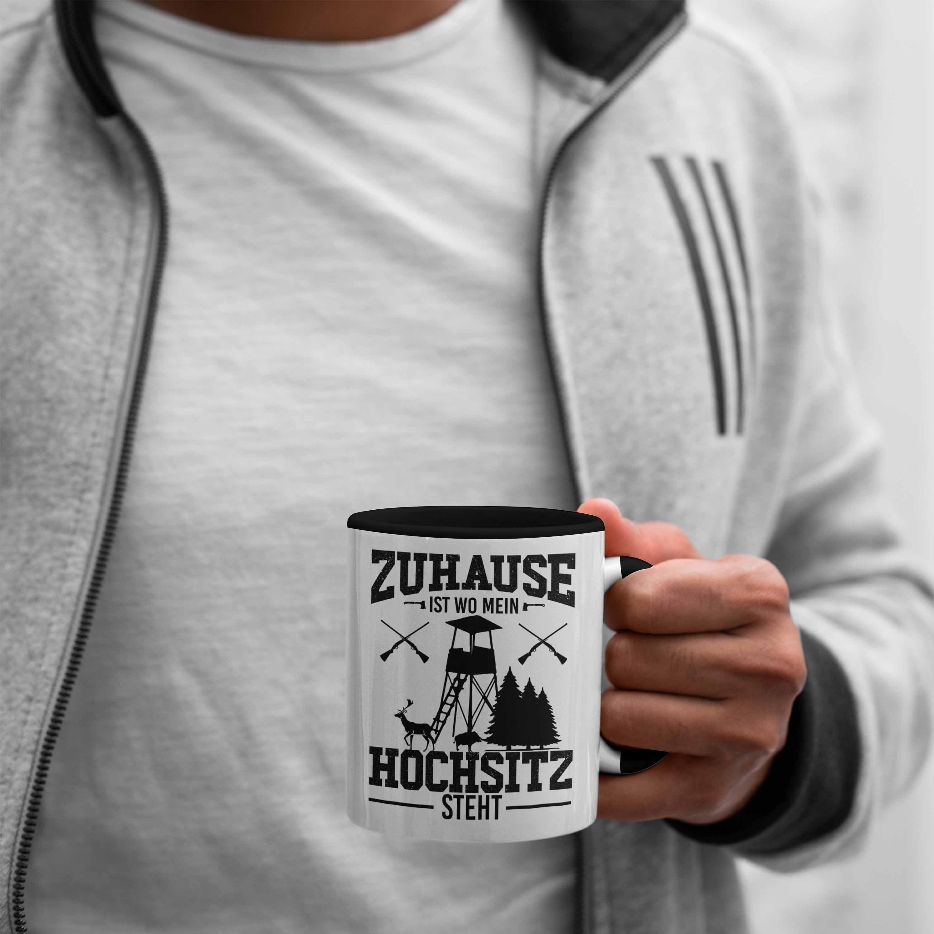 Vatertag - Wo Mein Geschenke Vater Männer Zuhause Tasse Hochsitz für Trendation Jäger Trendation Geschenkidee Ist Schwarz Tasse Steht