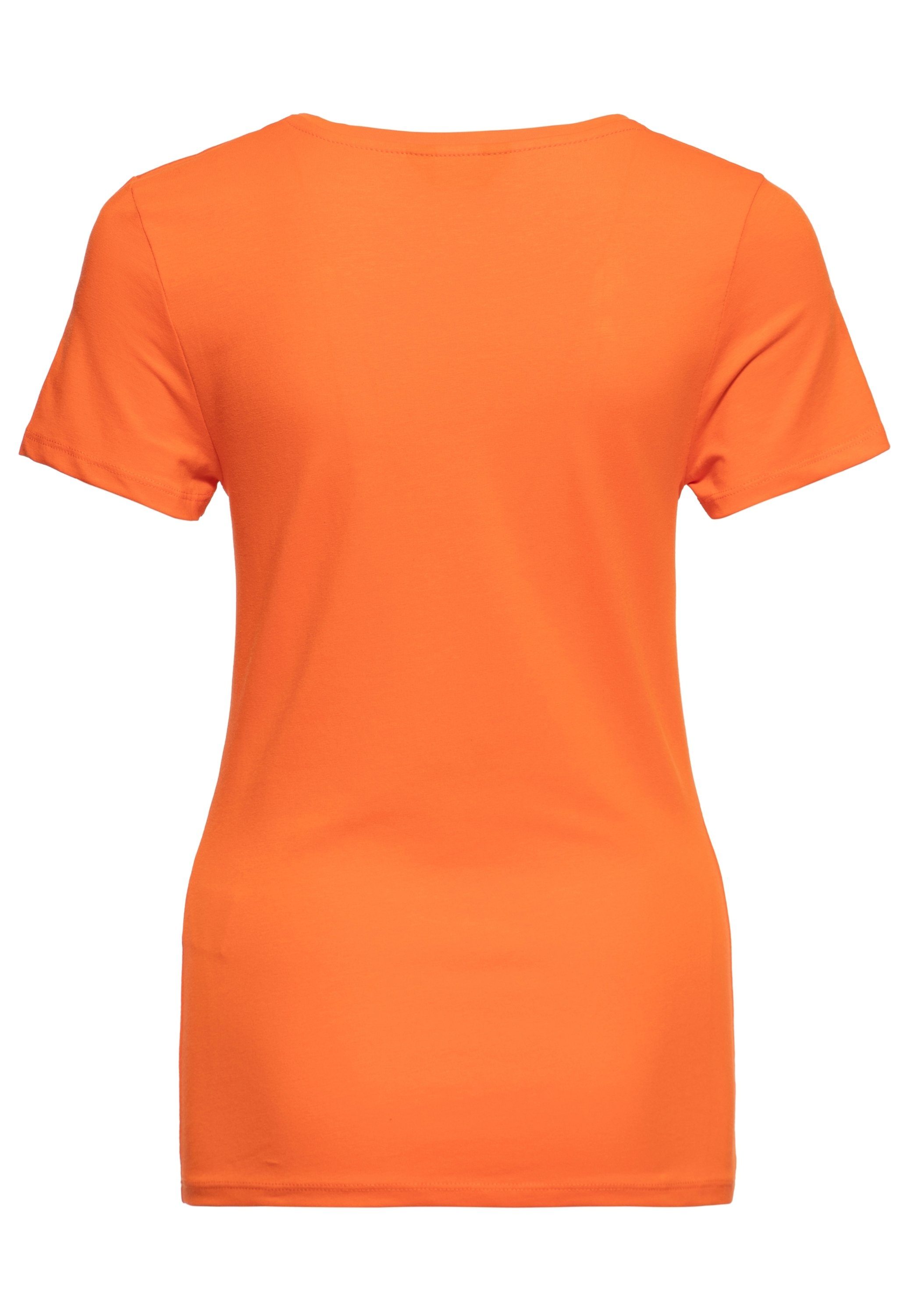 QueenKerosin Print-Shirt mit Pin-up Front Gin (1-tlg) vintage Design orange im Print Tonic