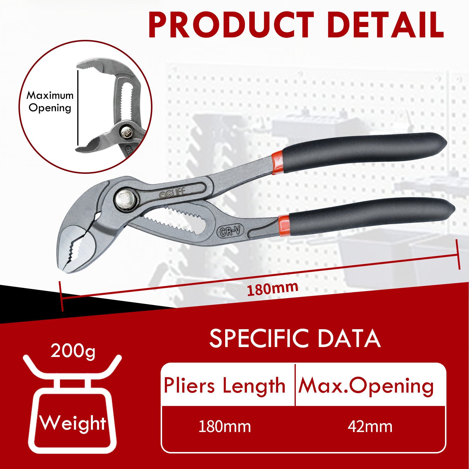 CCLIFE Zangenset Wasserpumpenzange aus Cr-V Stahl Rohrzange Pumpenzange