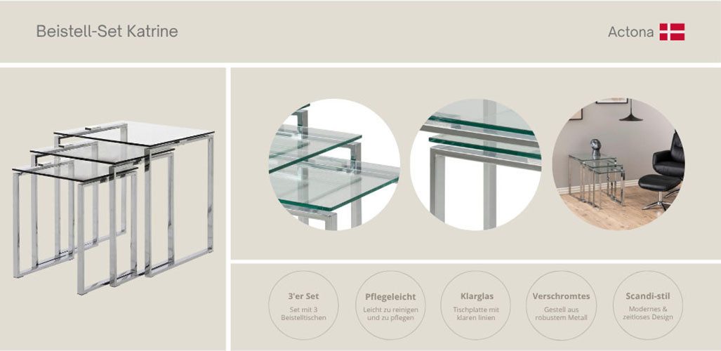 ACTONA GROUP Beistelltisch Katrine Beistell-Set, TOPSELLER! 3 stück, modern günstig online kaufen