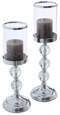 Guido Maria Kretschmer Home&Living Kerzenständer Weihnachtsdeko (Set, 2 St), aus Metall, Glaseinsatz, für Stumpenkerzen, Ø 10 cm, Höhe 36 und 43 cm