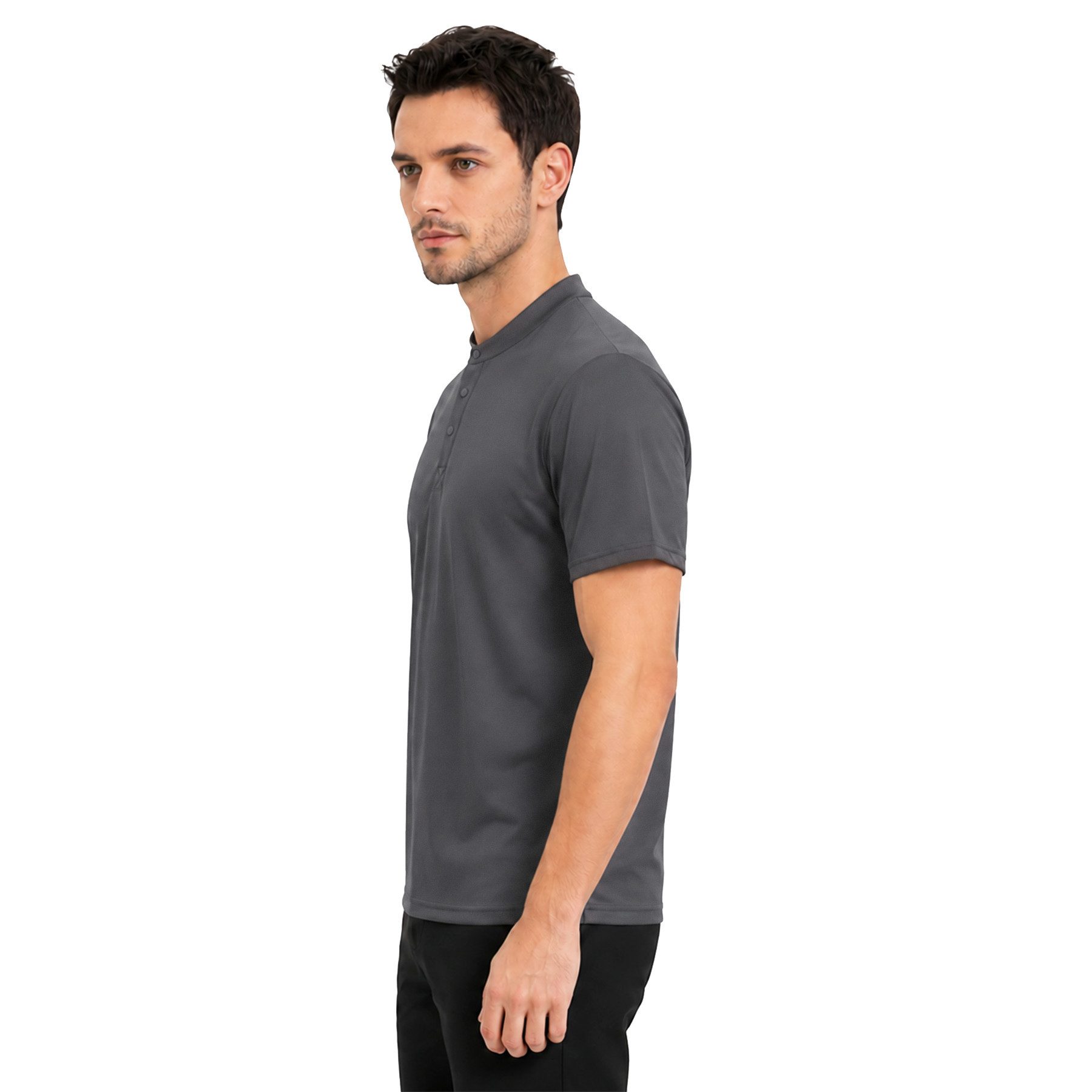 Allthemen Poloshirt Herren Kurzarm Poloshirt mit Henleykragen und Knopfleiste Regular Fit – Bild 5 von 5