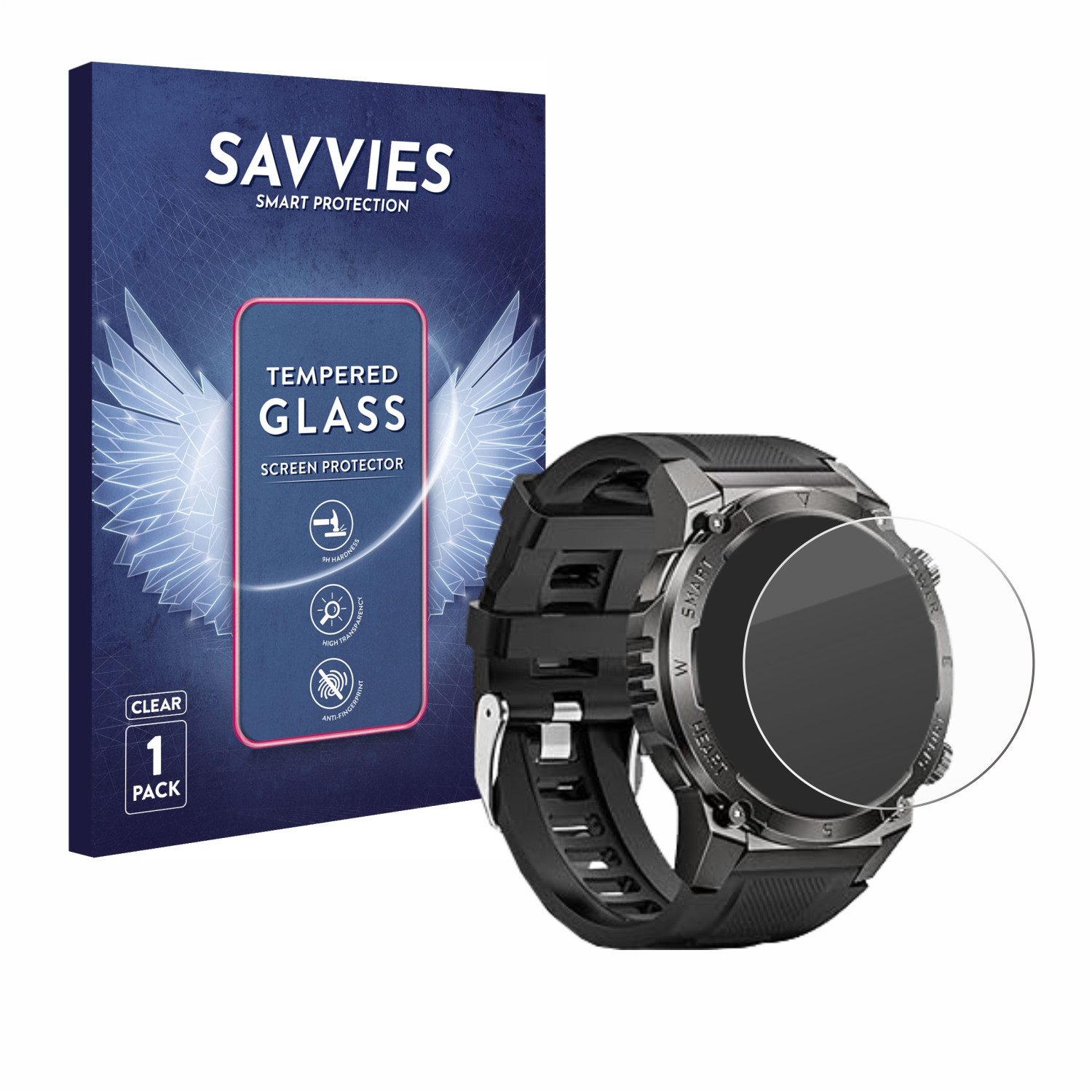 Savvies Displayschutzglas Schutzglas für Dekelife G55 1.46", Displayschutz 9H Glas Klar Transparent