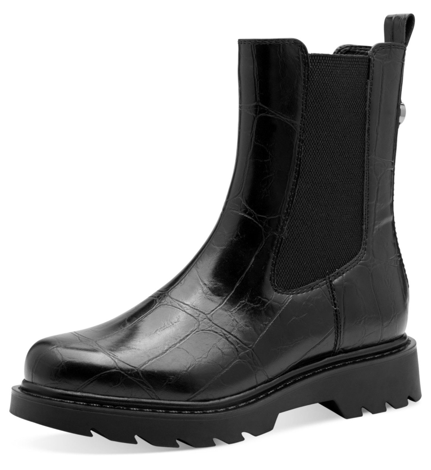 1-25411-45 028 Black Croco Stiefelette
