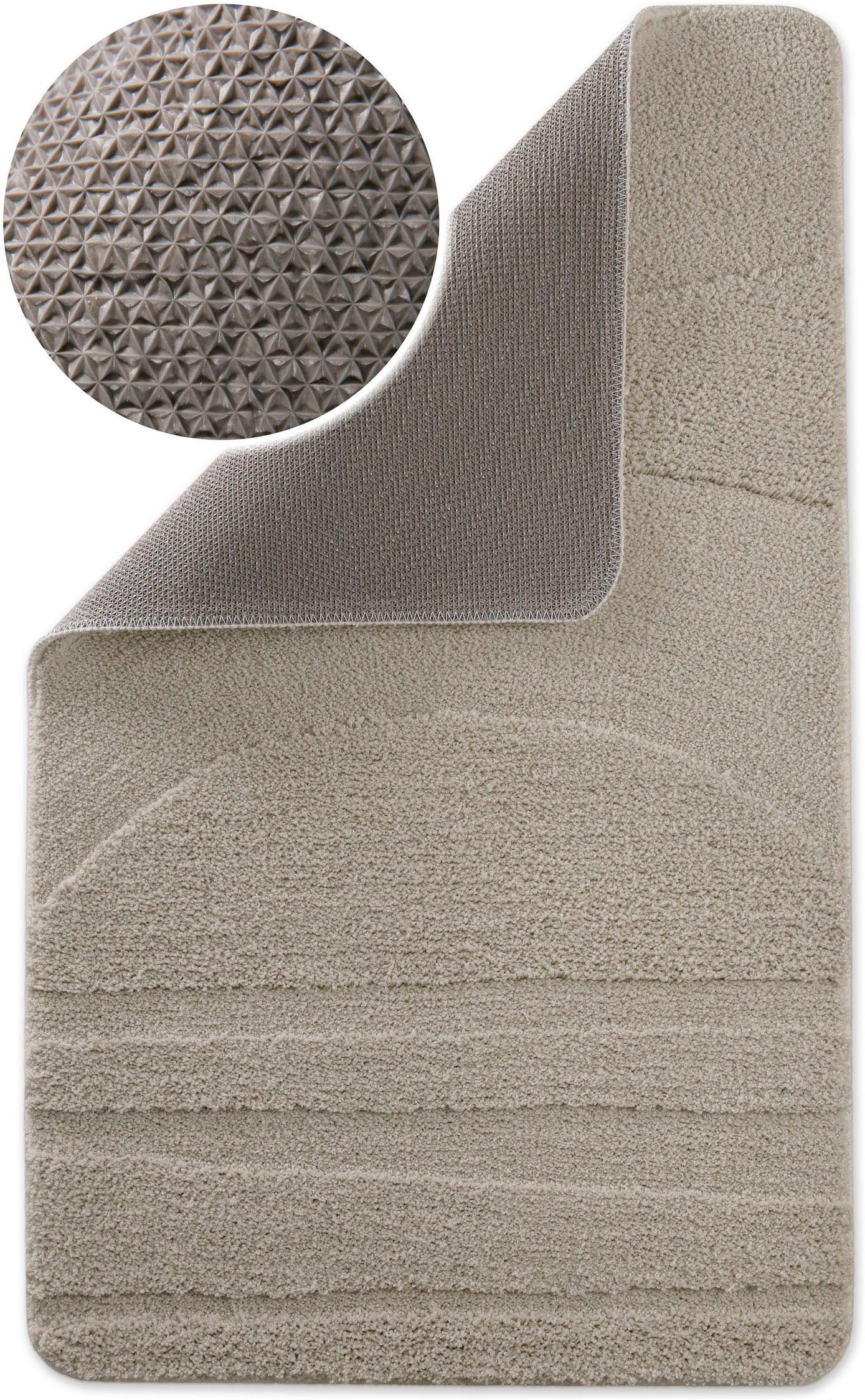 Wecon home Badematte Marc, Höhe 25 mm, rutschhemmend beschichtet, schnell trocknend, Polyester, rechteckig, Badteppich, Hoch-Tief-Linien, weich, rutschhemmend, waschbar, getuftet